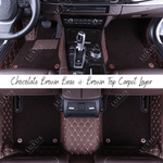 Chocolate Brown Base & Brown Top Carpet Double Layer Luxury Car Mats Set