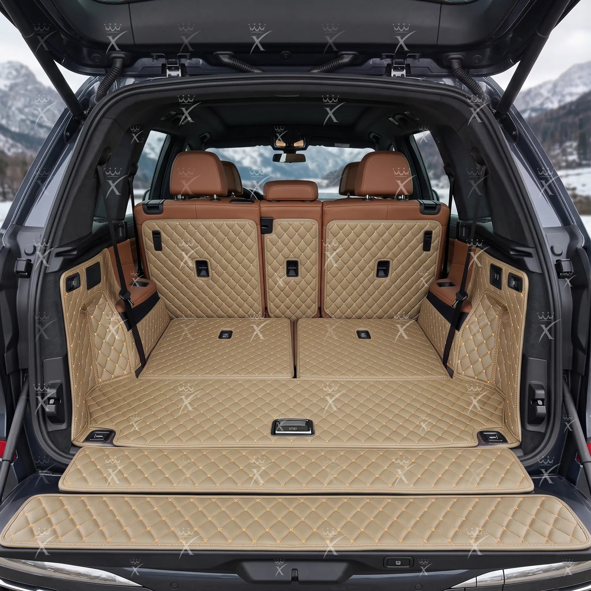 Luxus Car Mats™ - Crème Beige 3D Luxe Lederen Kofferbak Mat