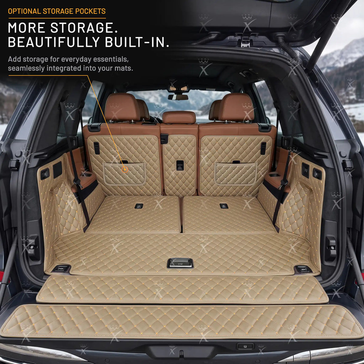 Luxus Car Mats™ - Cream Beige 3D Luxury Leather Boot/Trunk Mat