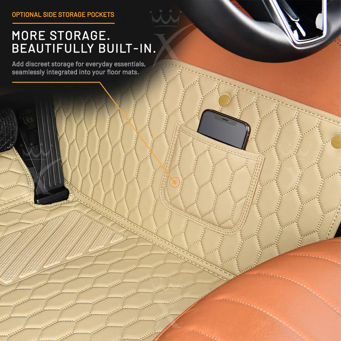 Luxus Honeycomb Double Layer Series Floor Mats | Cream Beige & Gray Top Carpet