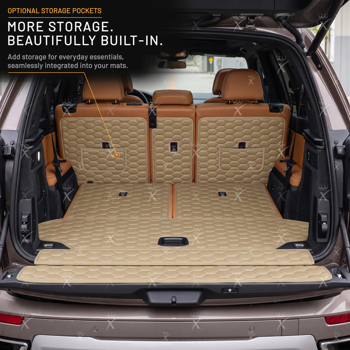Luxus Honeycomb XtendFit Series Trunk Mat | Cream Beige