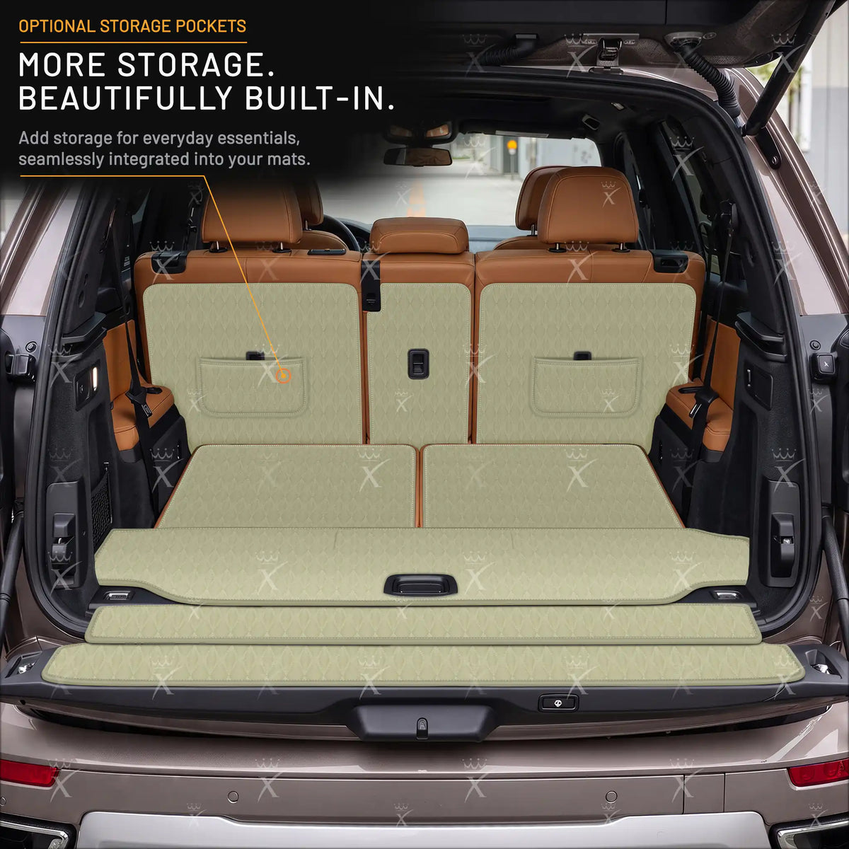 Luxus Car Mats™ - Zwarte en zwarte stiksels 3D luxe lederen koffer-/koffermat