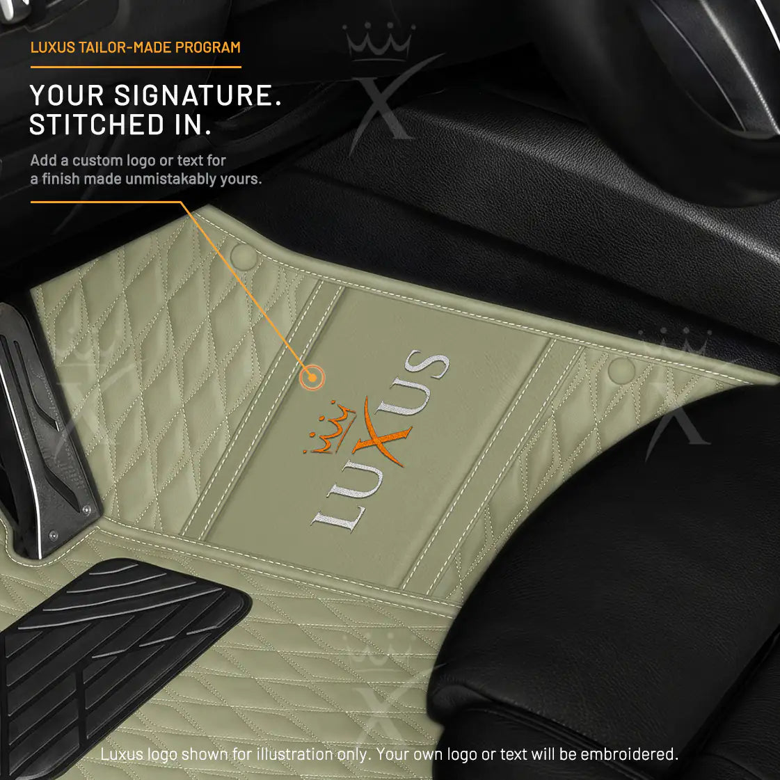 Luxus Twin-Diamond Double Layer Series Floor Mats | Cream Beige & Midnight Navy Top Carpet