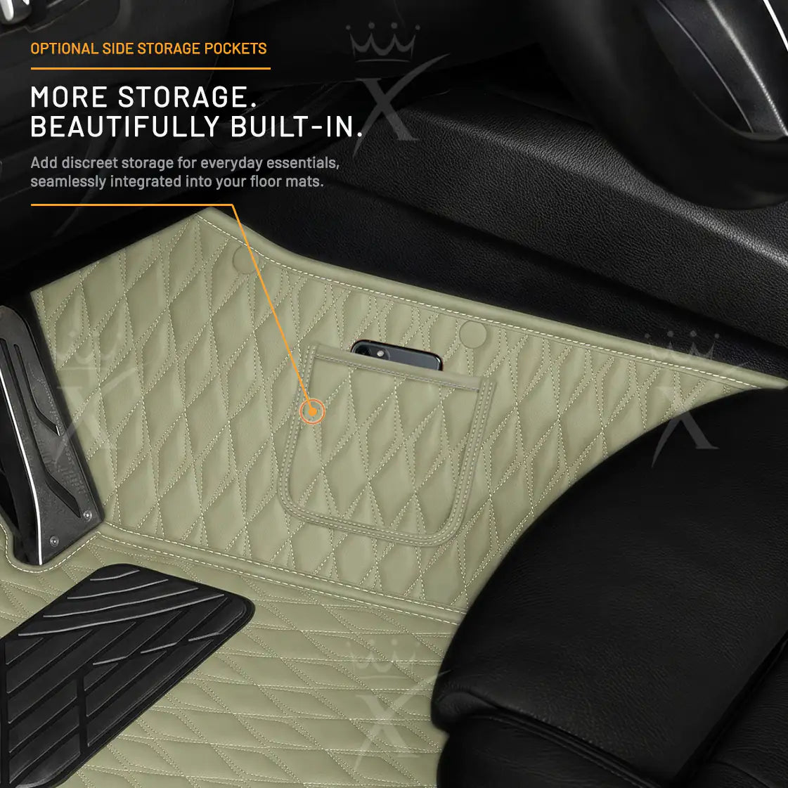 Luxus Twin-Diamond Double Layer Series Floor Mats | Cream Beige & Sahara Stone Top Carpet