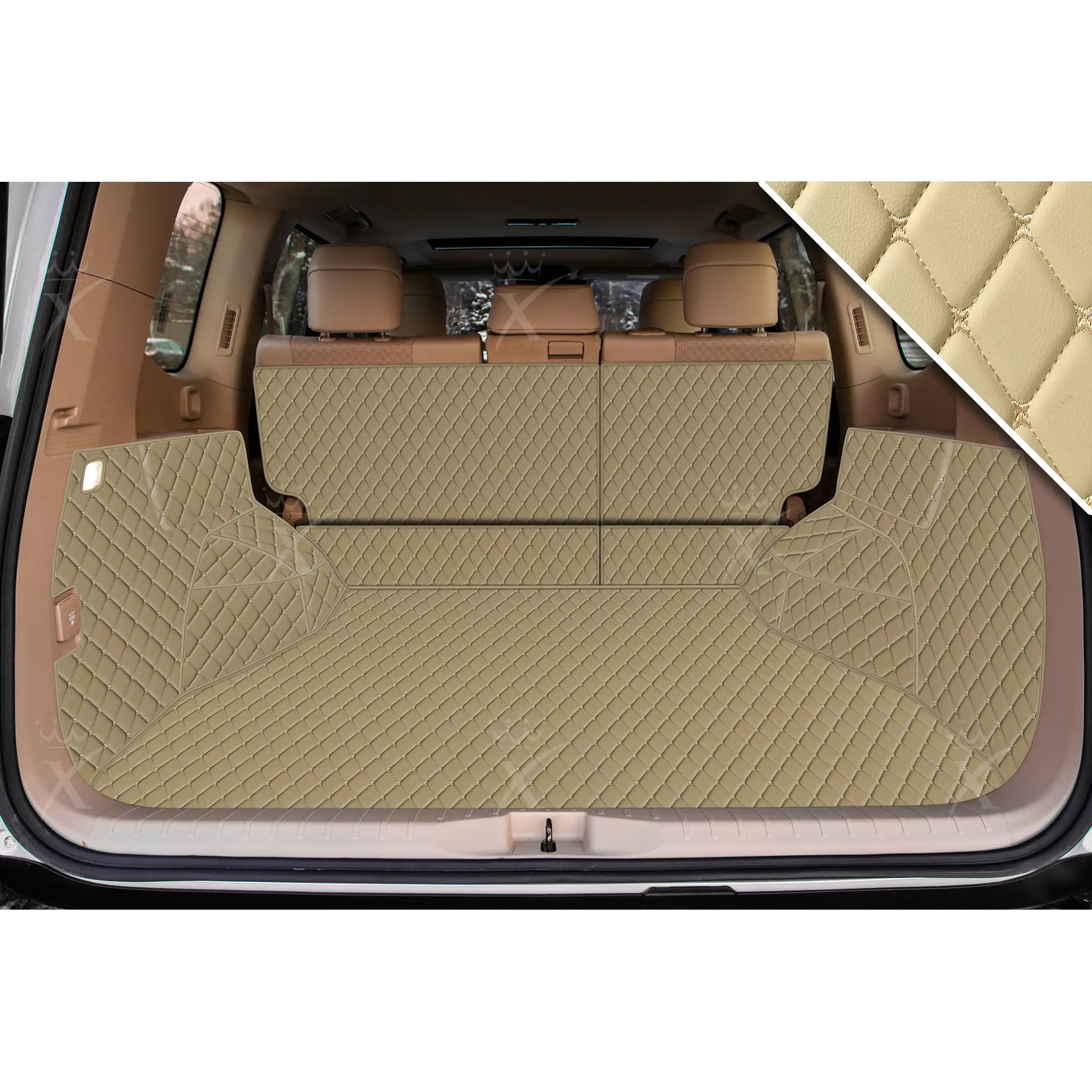 Luxus Car Mats™ – 3D-Luxus-Leder-Kofferraum-/Kofferraummatte in Creme-Beige