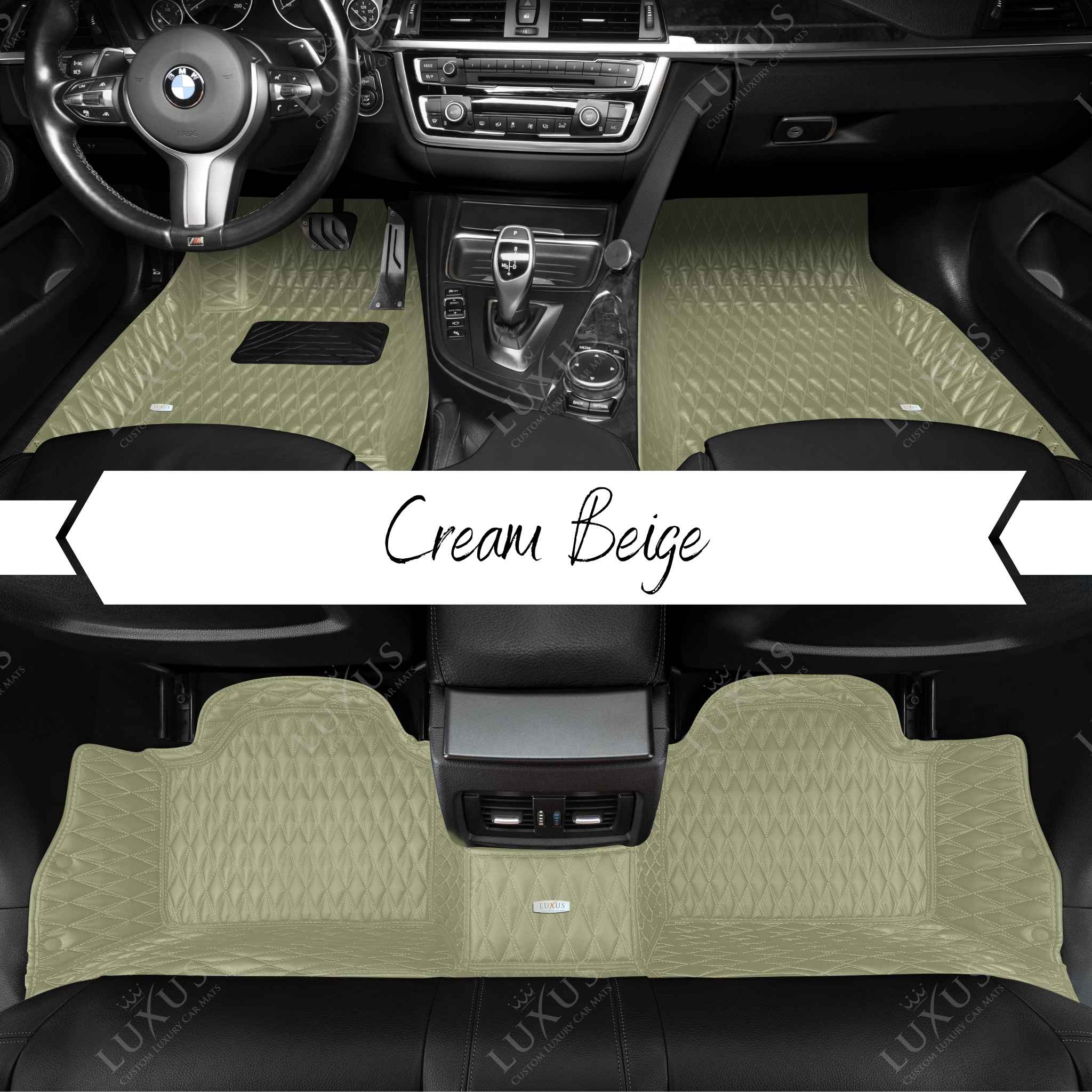 Twin-Diamond Cream Beige Luxury Car Mats Set