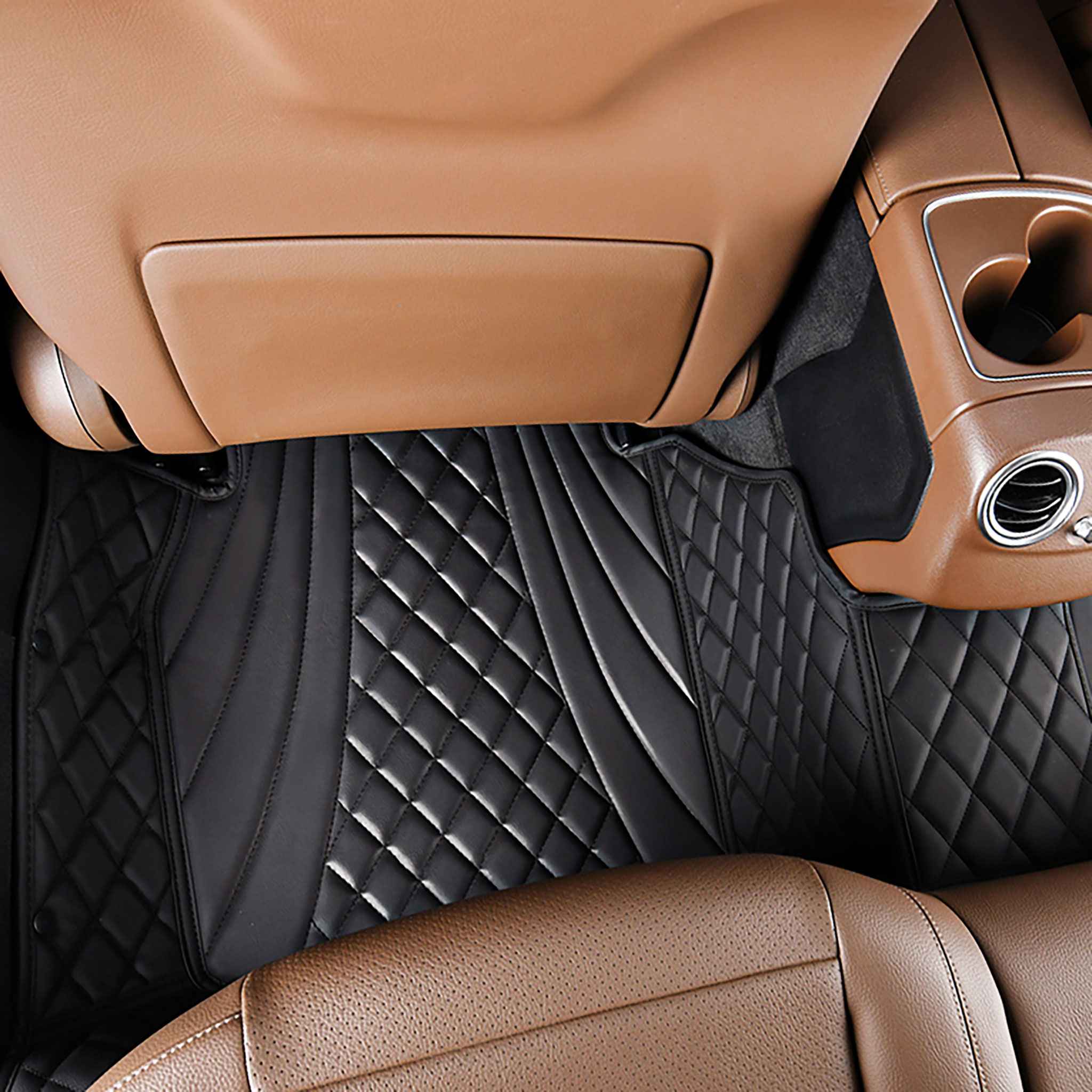 NEW Black & Black Stitching Hybrid Luxury Car Mats Set