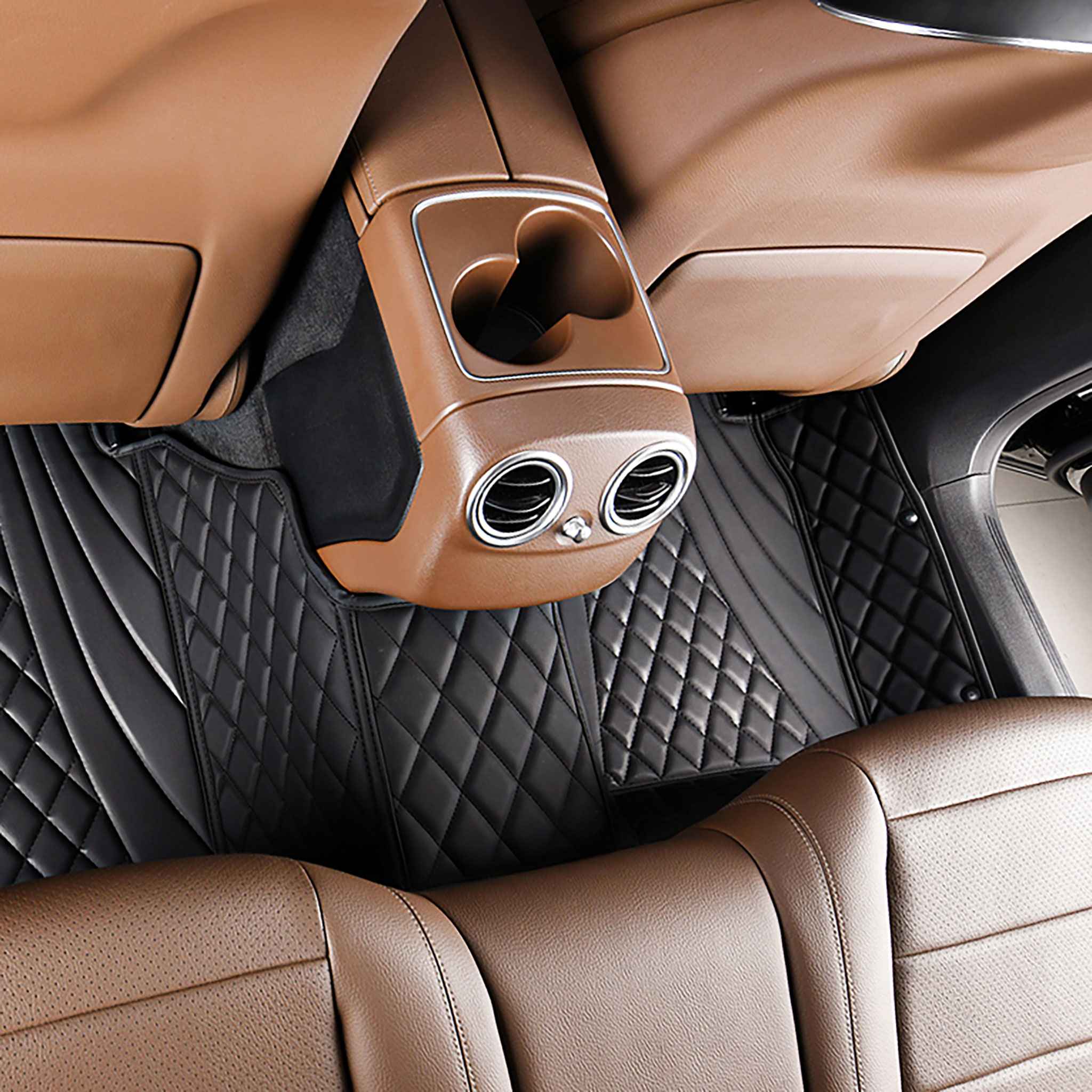 NEW Black & Black Stitching Hybrid Luxury Car Mats Set