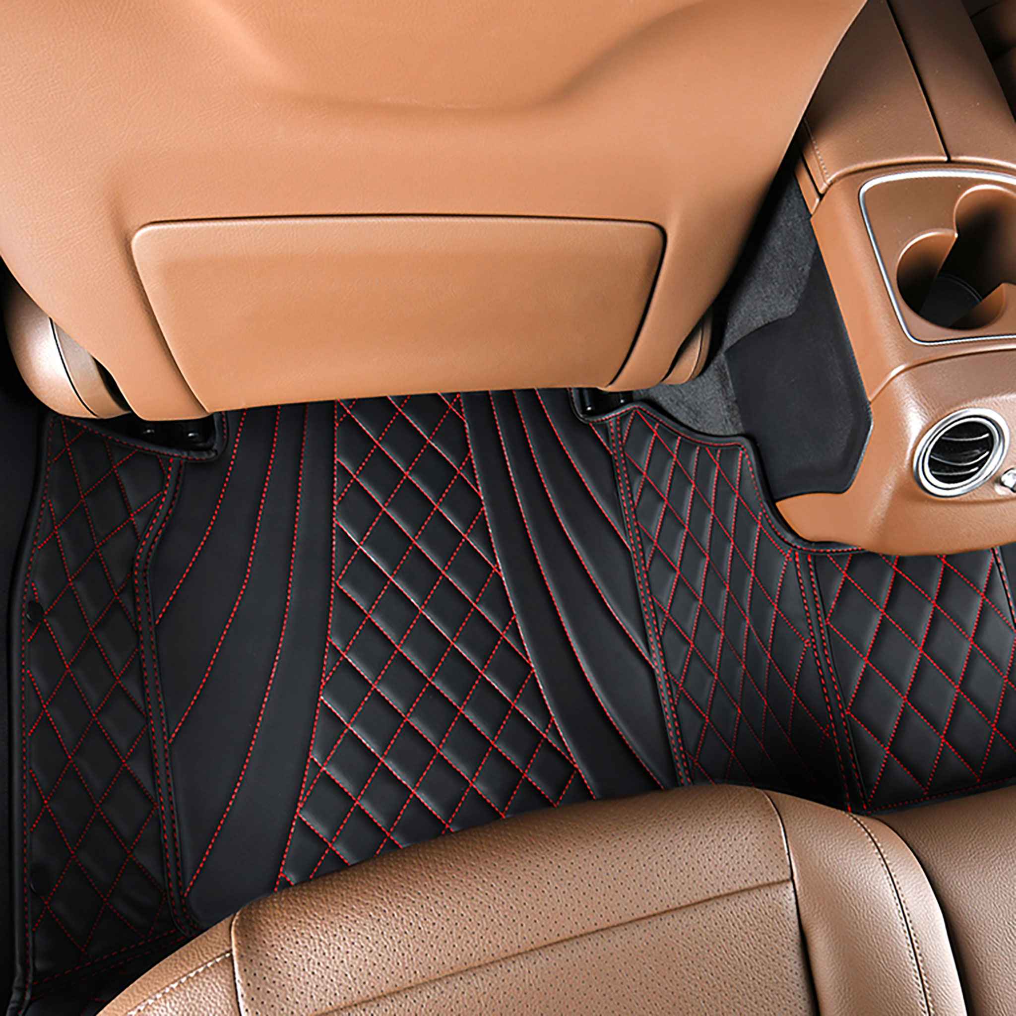 NEW Black & Red Stitching Hybrid Luxury Car Mats Set