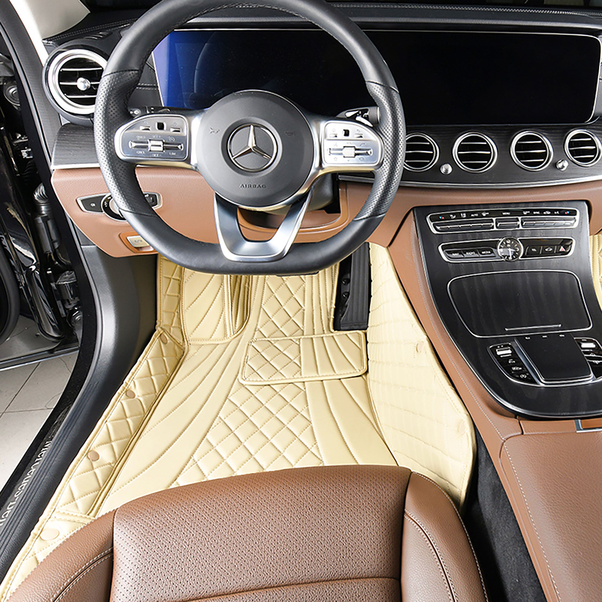 NEW Cream Beige Hybrid Luxury Car Mats Set