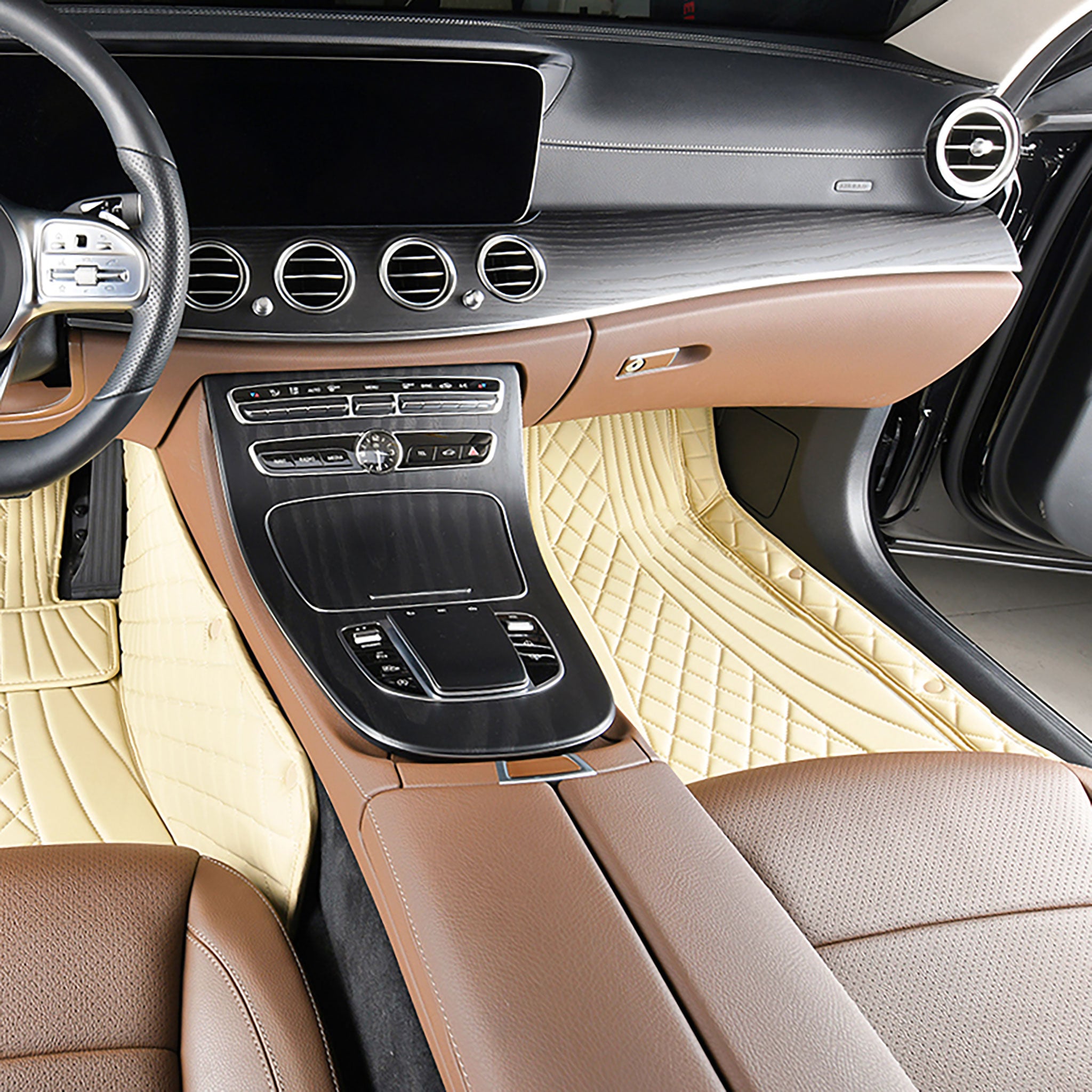 NEW Cream Beige Hybrid Luxury Car Mats Set