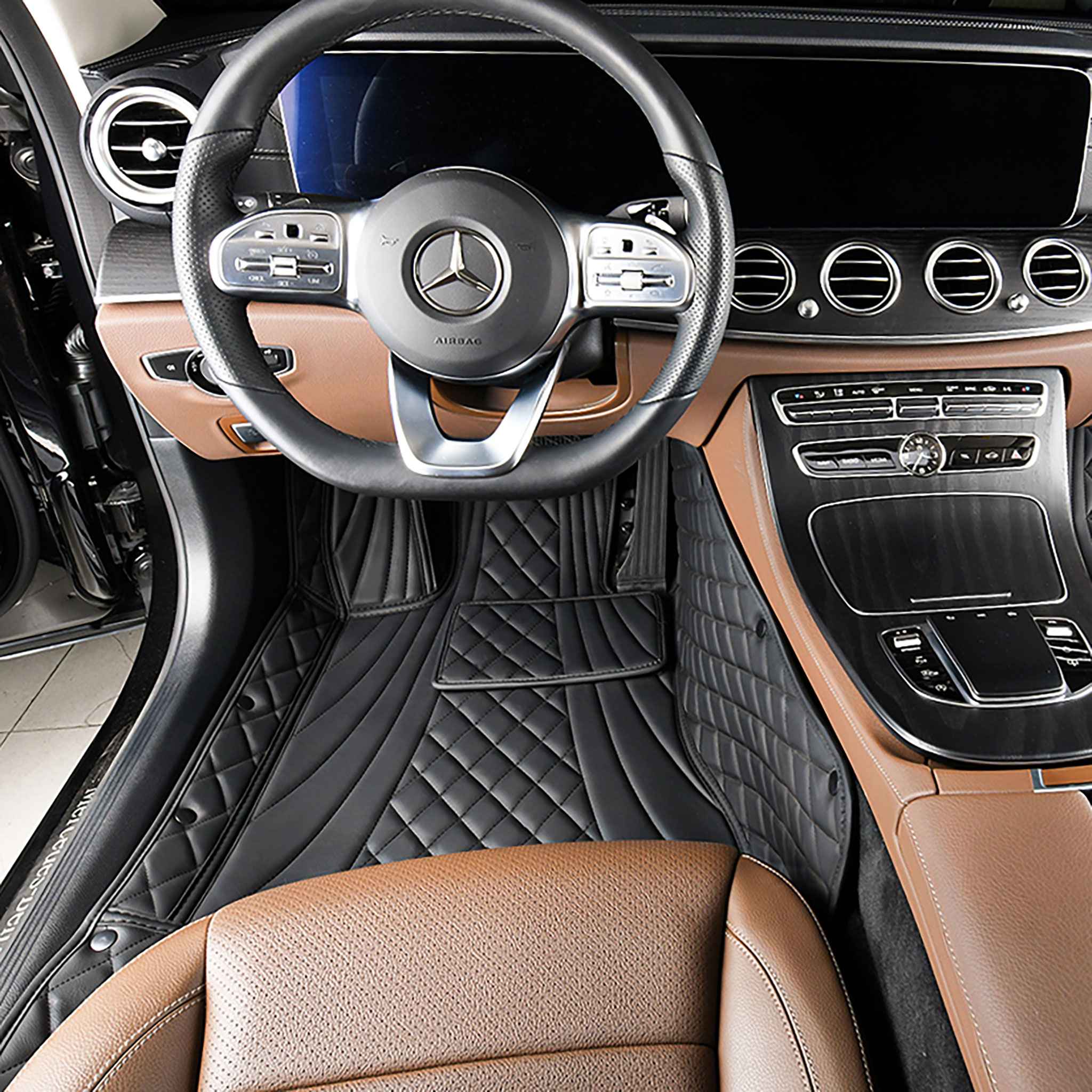 NEW Black & Black Stitching Hybrid Luxury Car Mats Set