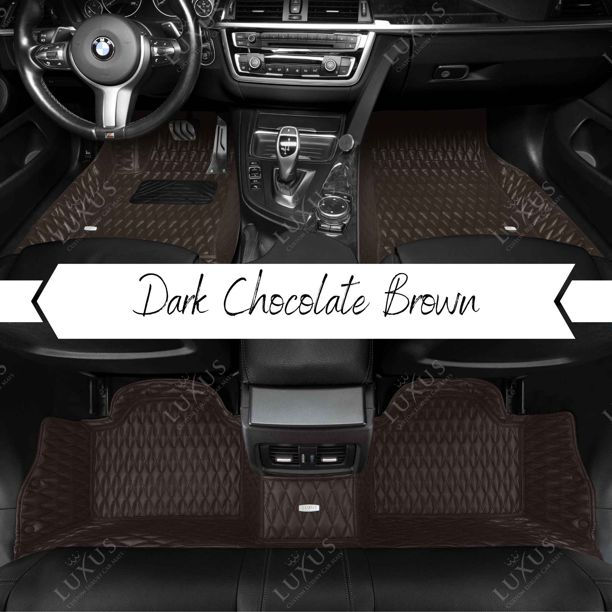 Twin-Diamond Dark Chocolate Brown Luxury Car Mats Set