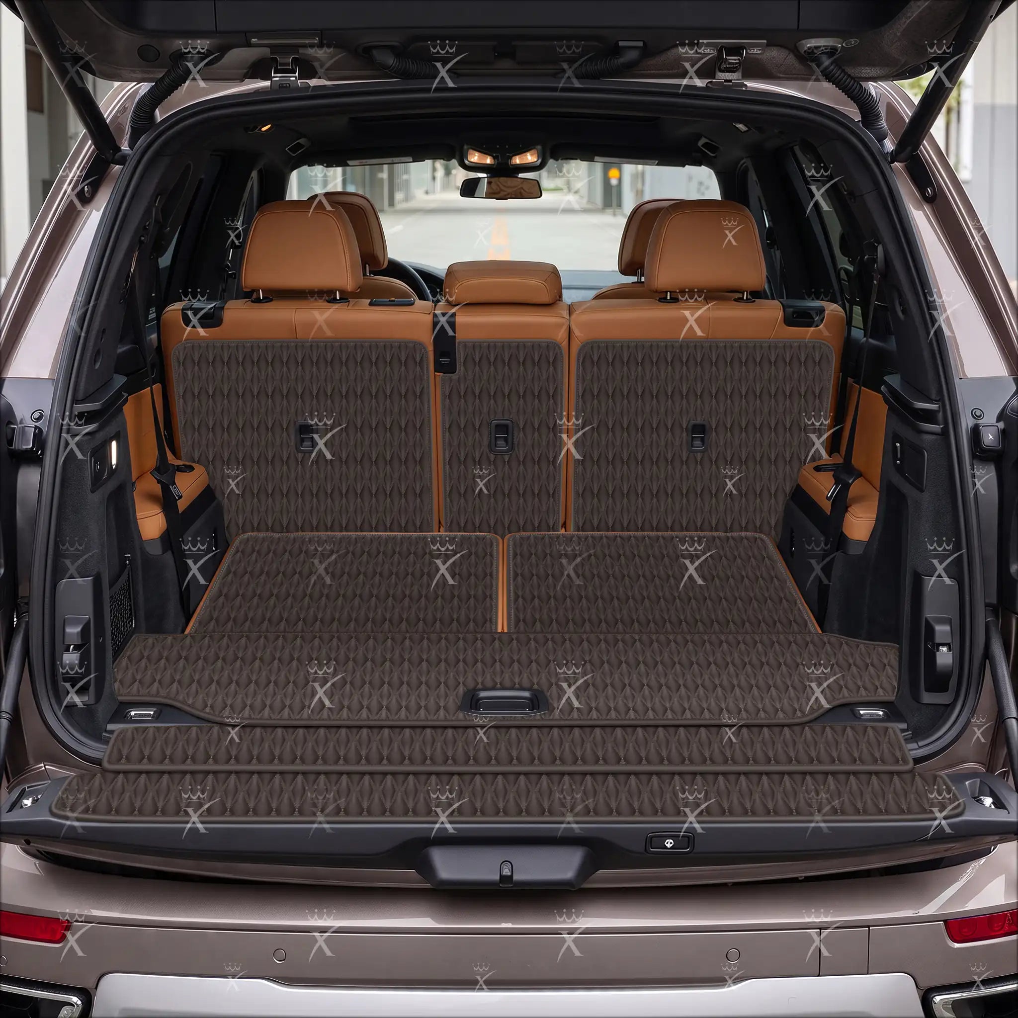 Luxus Twin-Diamond XtendFit Series Trunk Mat | Dark Chocolate Brown