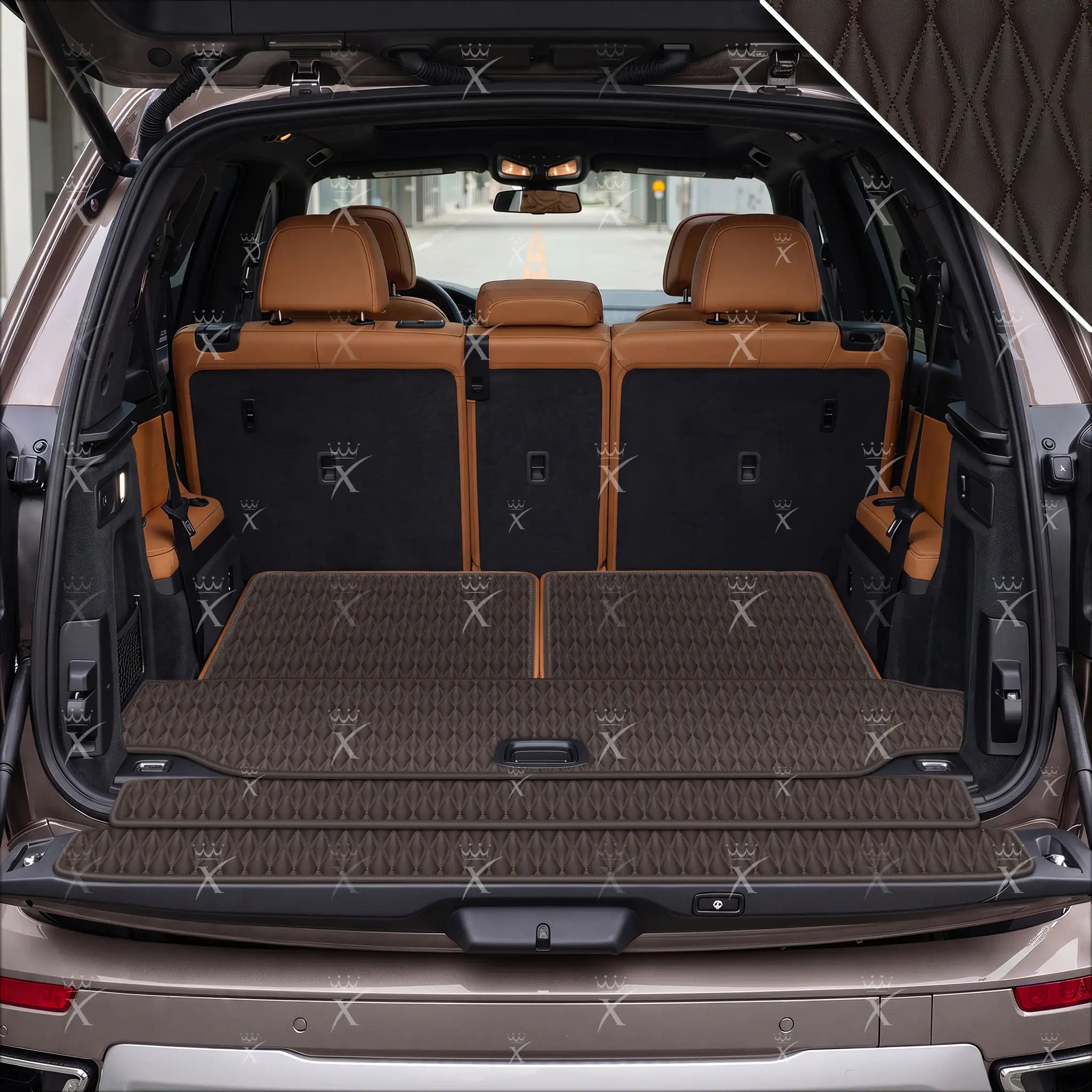 Luxus Twin-Diamond Base Series Trunk Mat | Dark Chocolate Brown