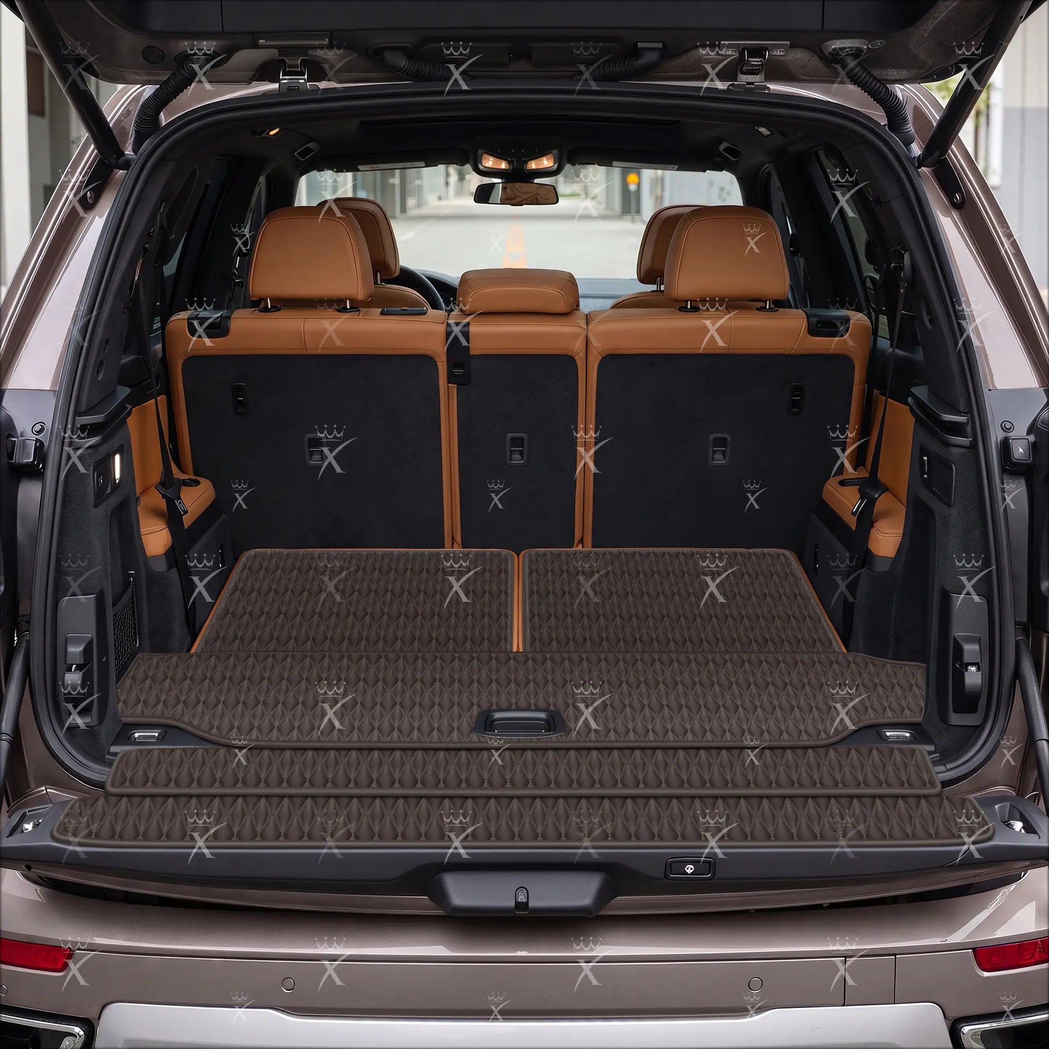 Luxus Twin-Diamond Base Series Trunk Mat | Dark Chocolate Brown