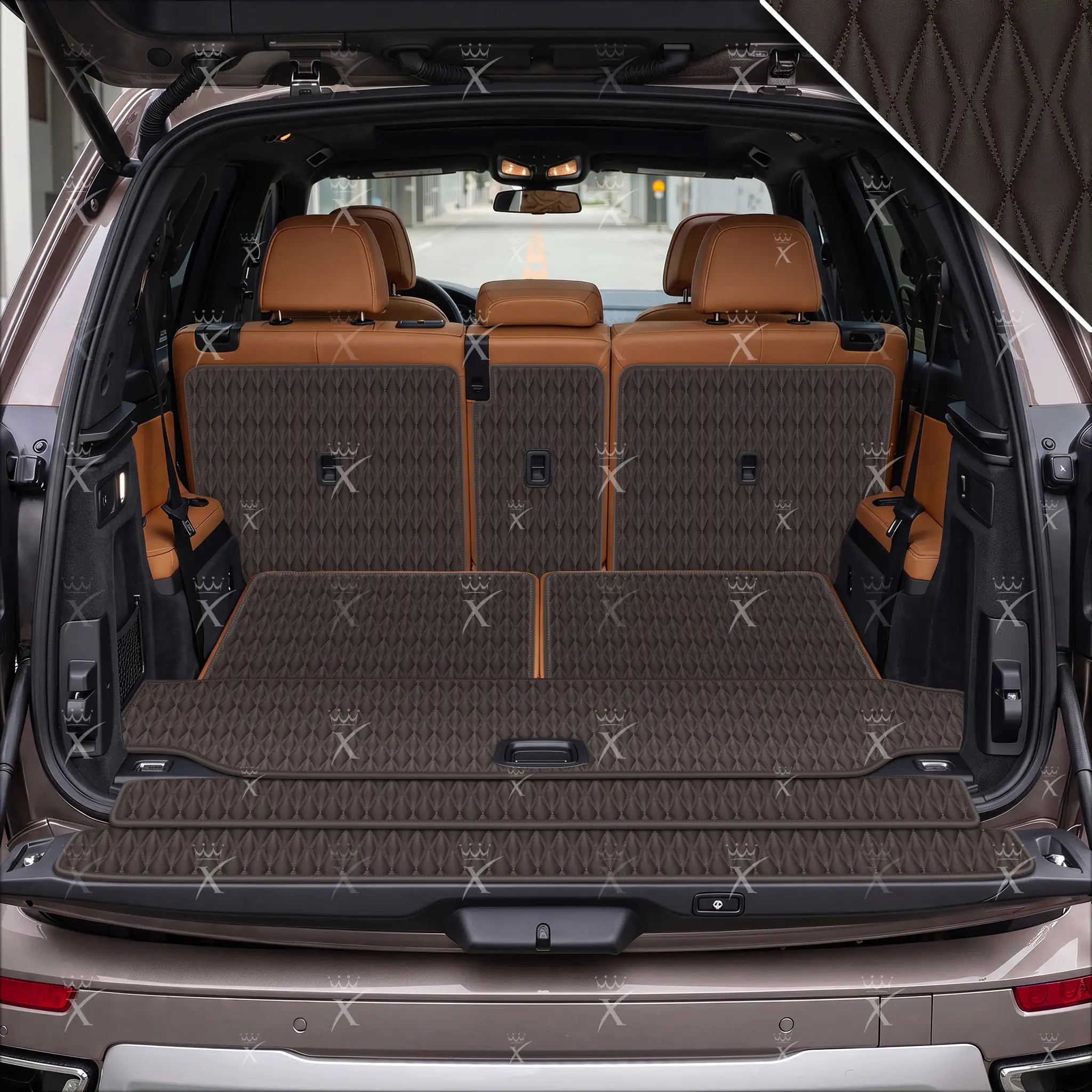Luxus Twin-Diamond XtendFit Series Trunk Mat | Dark Chocolate Brown
