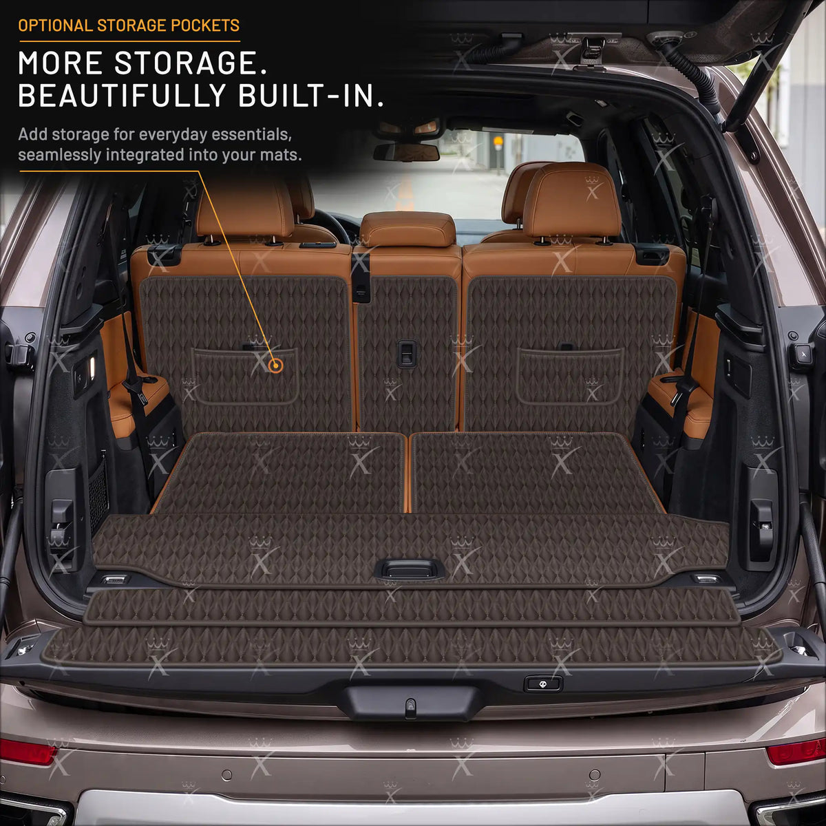 Luxus Car Mats™ - Zwarte en zwarte stiksels 3D luxe lederen koffer-/koffermat