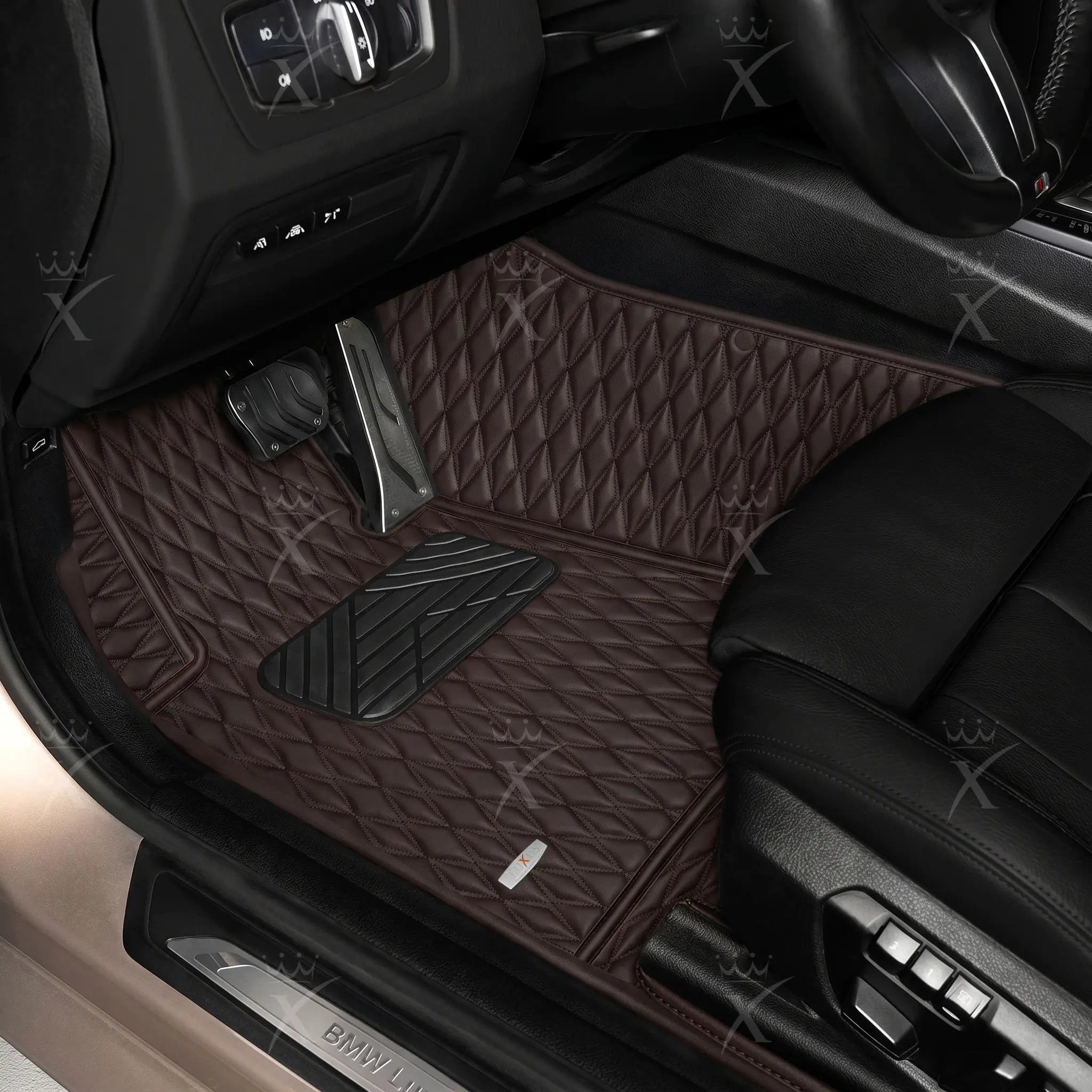 Luxus Twin-Diamond Series Floor Mats | Dark Chocolate Brown