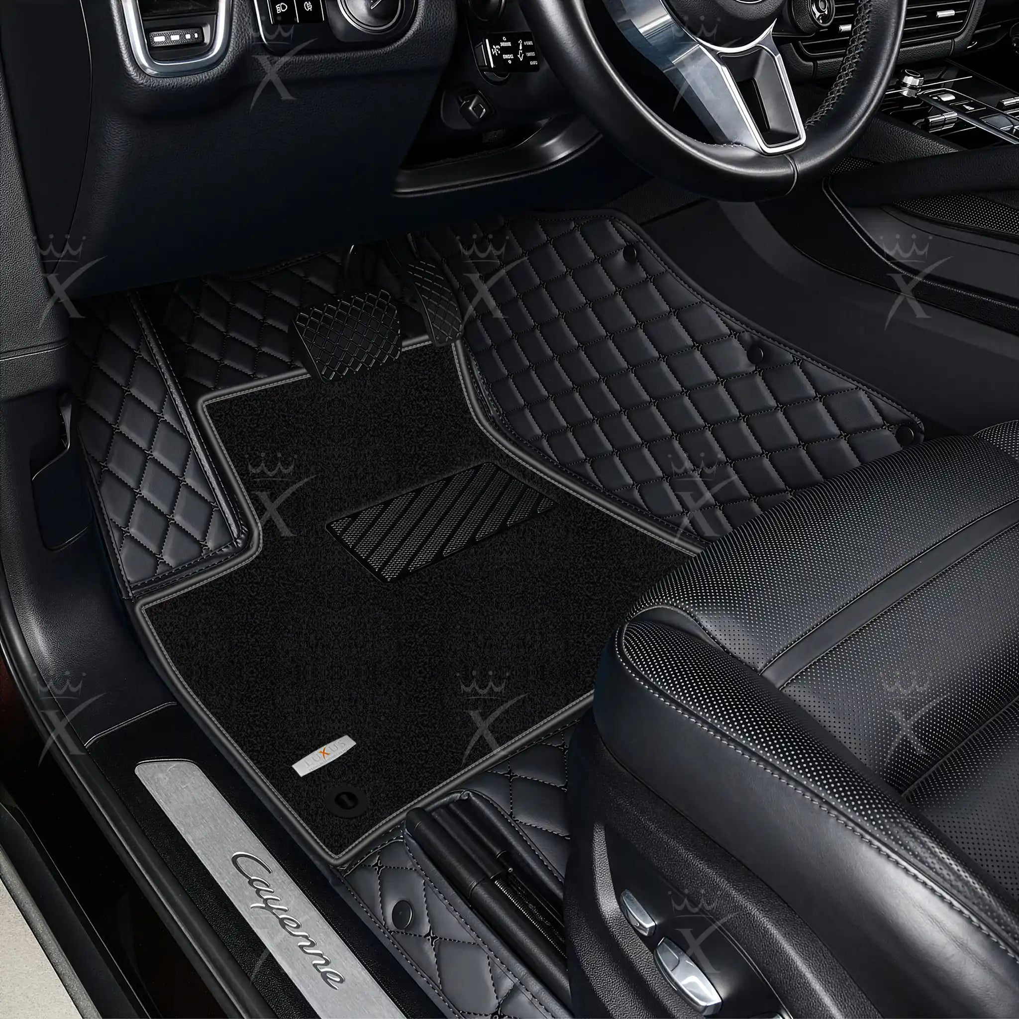 Luxus Car Mats™ - Luxe automattenset met zwarte en blauwe stiksels