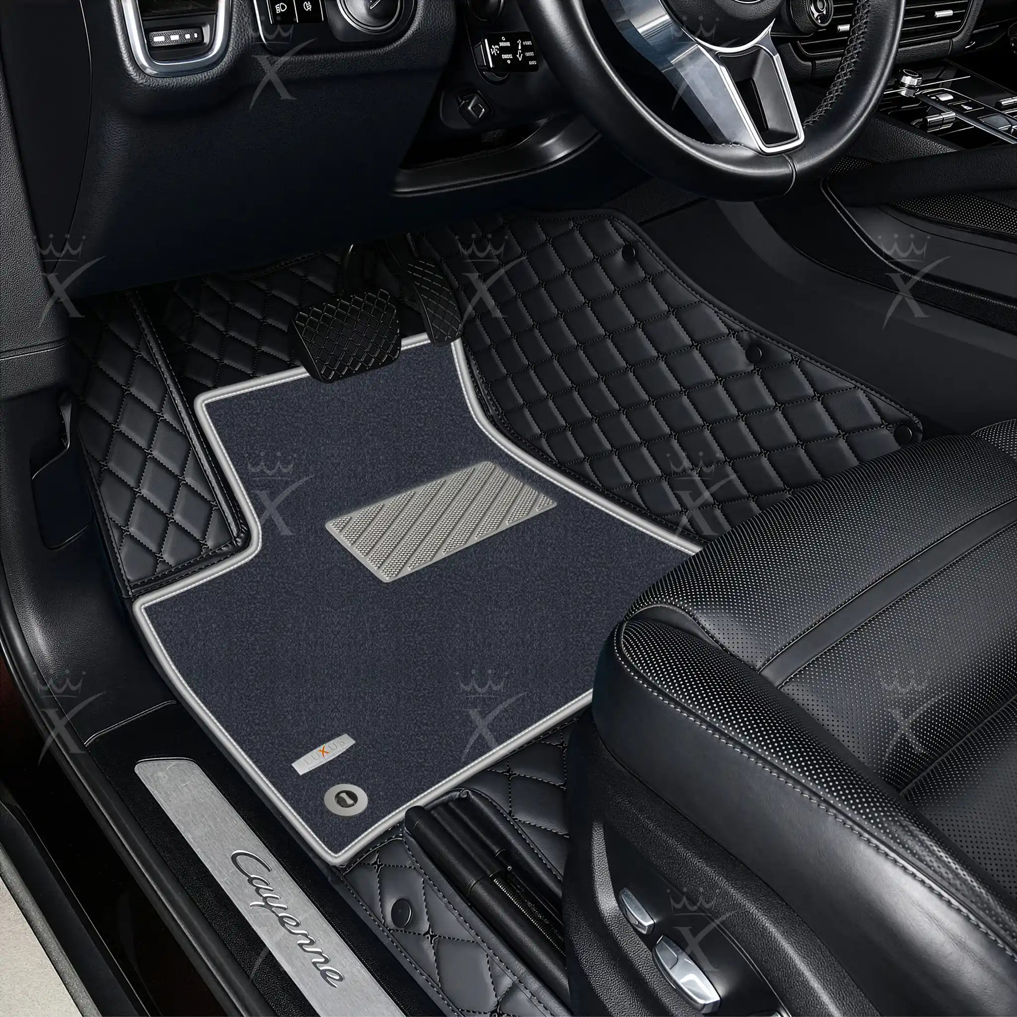 Luxus Car Mats™ - Luxe automattenset met zwarte en blauwe stiksels
