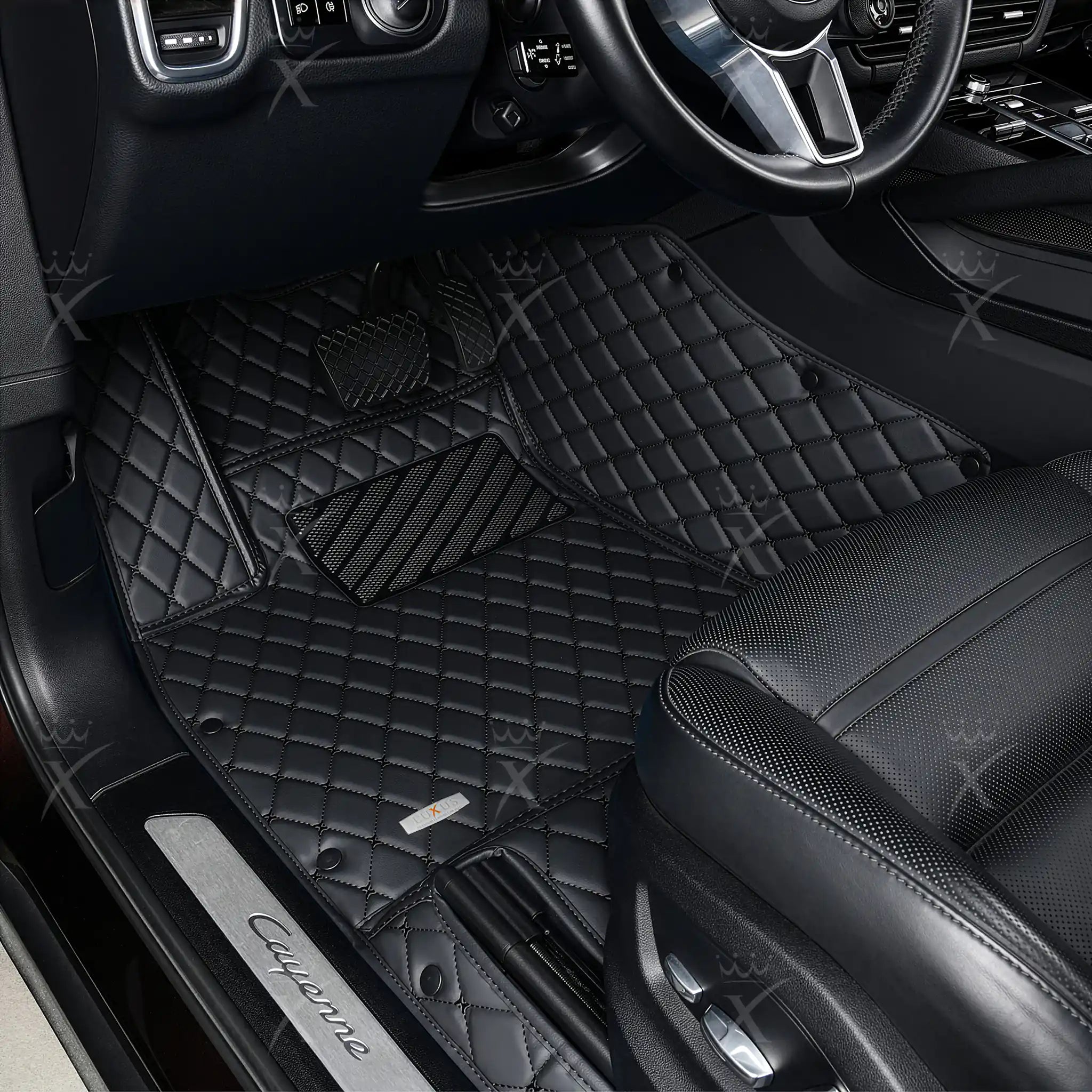 Luxus Car Mats™ - Luxe automattenset met zwarte en zwarte stiksels