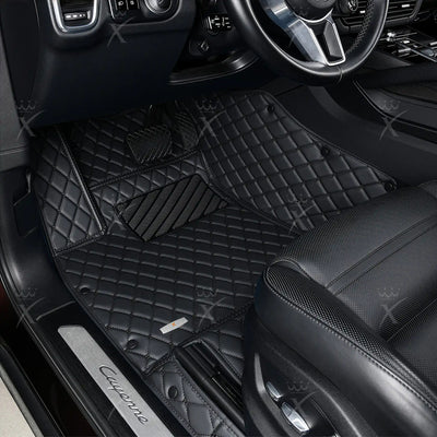 Luxus Car Mats™ - Juego de alfombrillas de lujo con costuras en negro y negro
