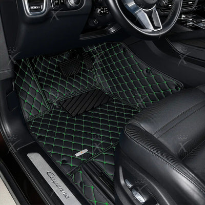 Luxus Car Mats™ – Luxus-Automatten-Set mit schwarzen und grünen Nähten