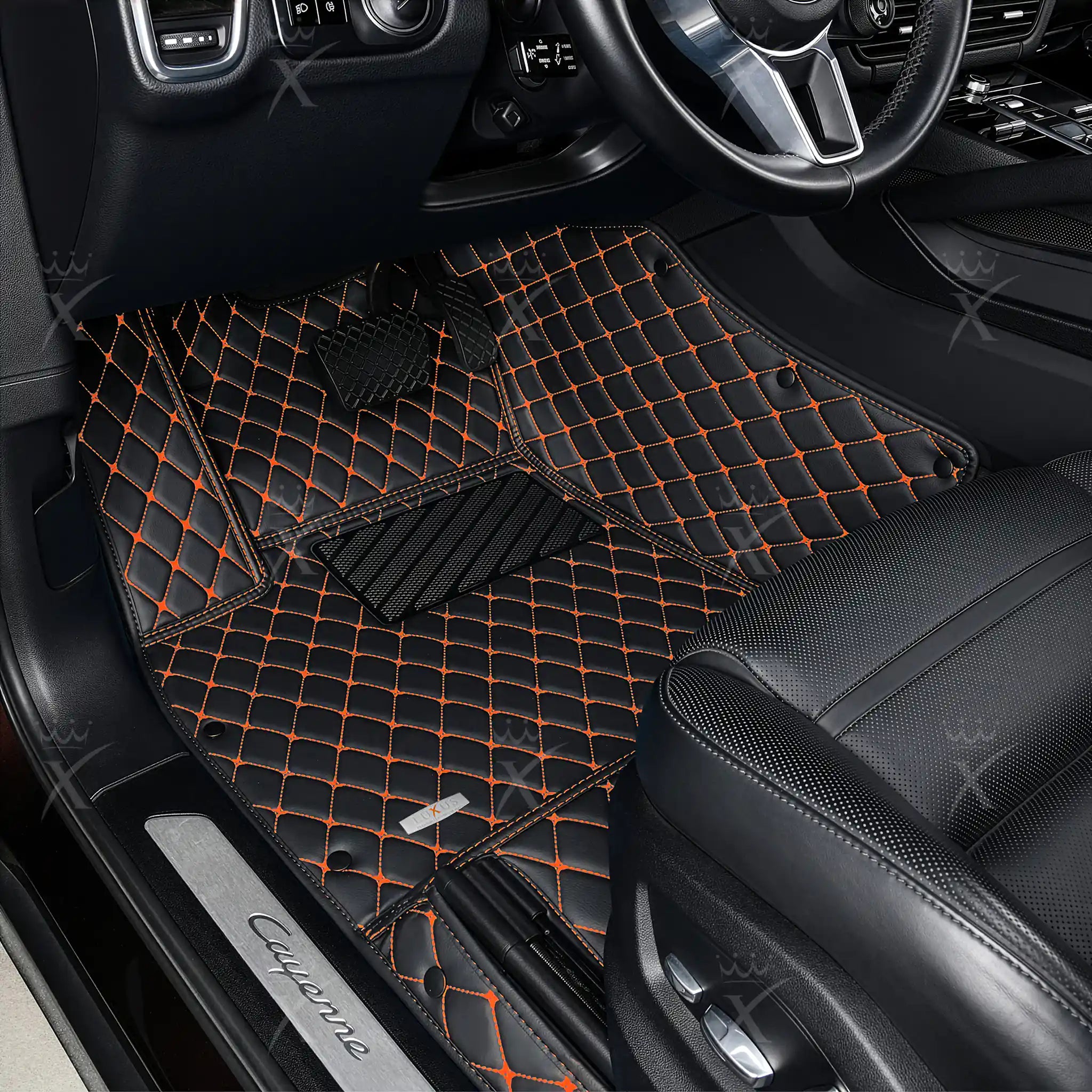 Luxus Car Mats™ - Luxe automattenset met zwarte en oranje stiksels
