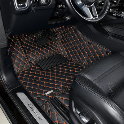 Luxus Car Mats™ - Luxe automattenset met zwarte en oranje stiksels