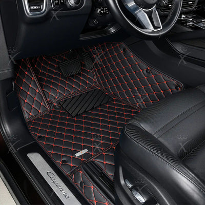 Luxus Car Mats™ - Luxe automattenset met zwarte en rode stiksels
