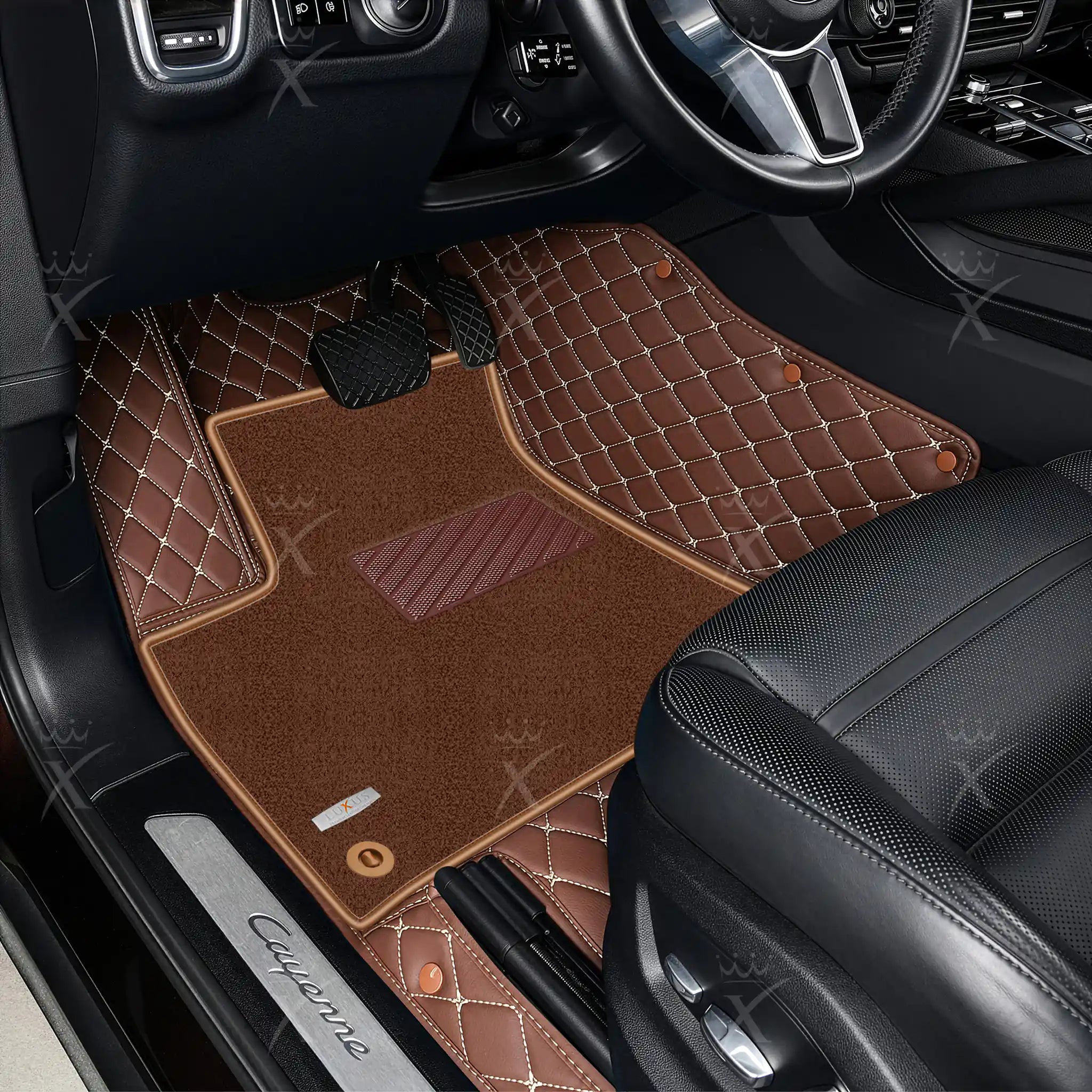 Luxus Car Mats™ - svart og blå søm Luksus bilmattesett