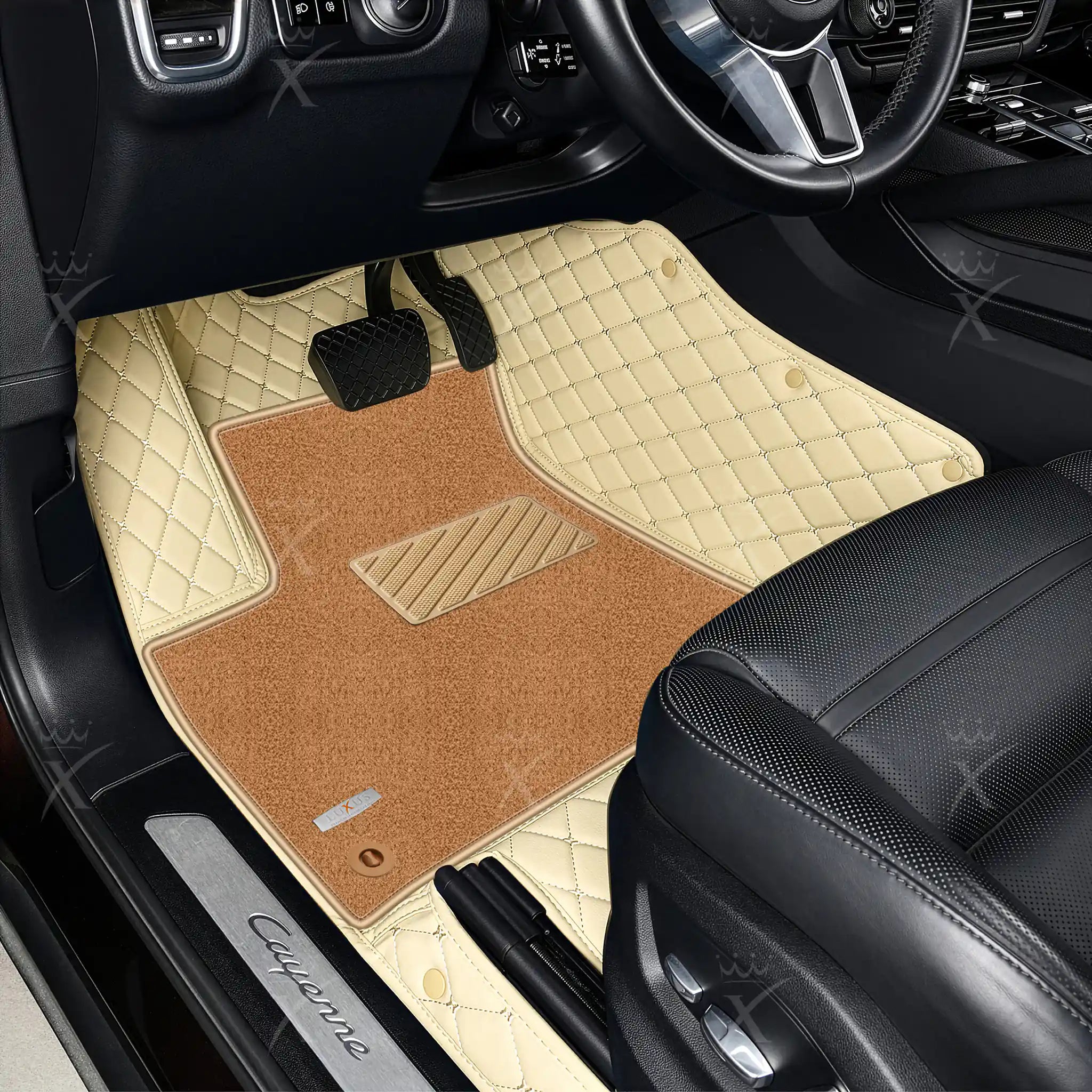Luxus Car Mats™ - svart og blå søm Luksus bilmattesett