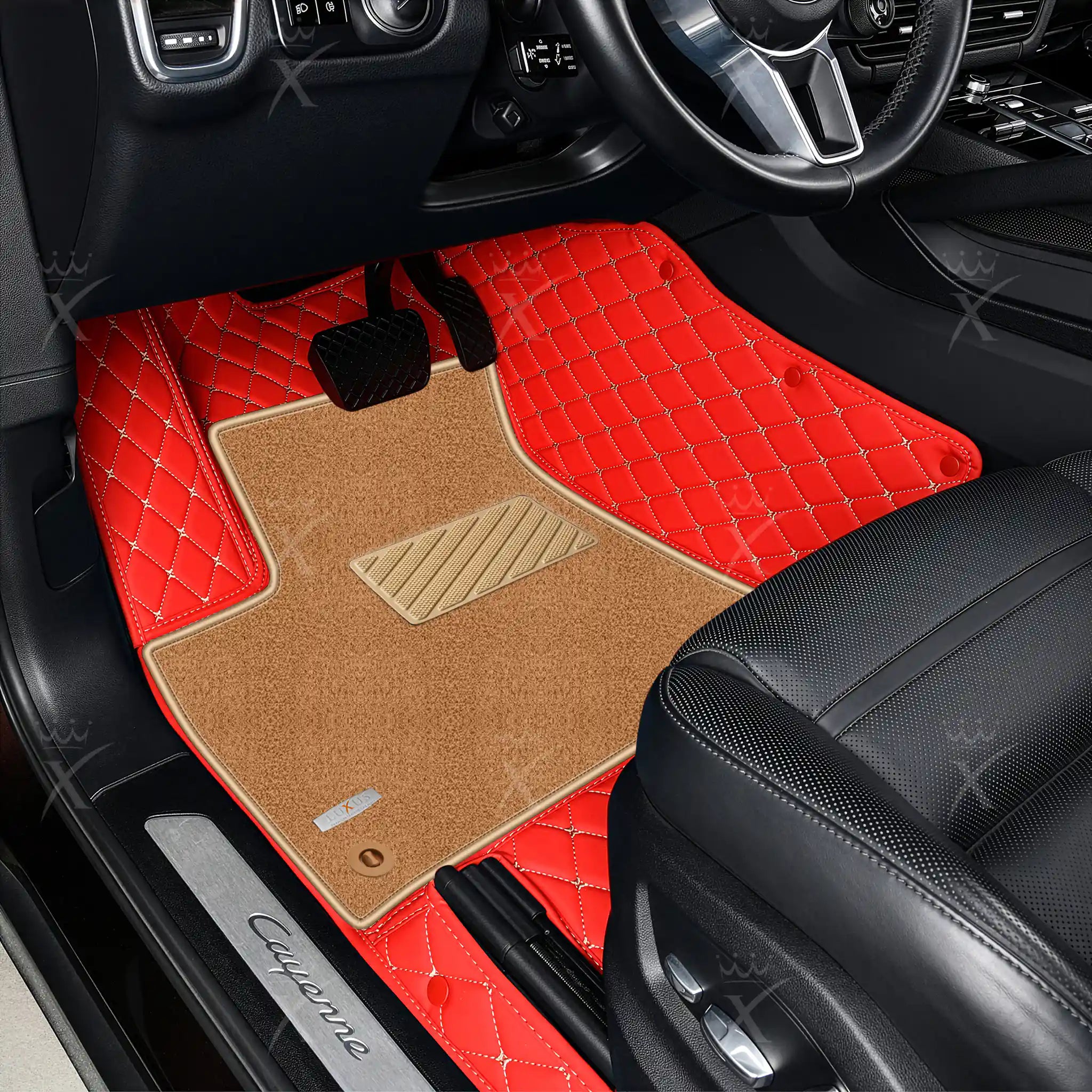 Luxus Car Mats™ - Juego de alfombrillas de lujo con costuras negras y azules