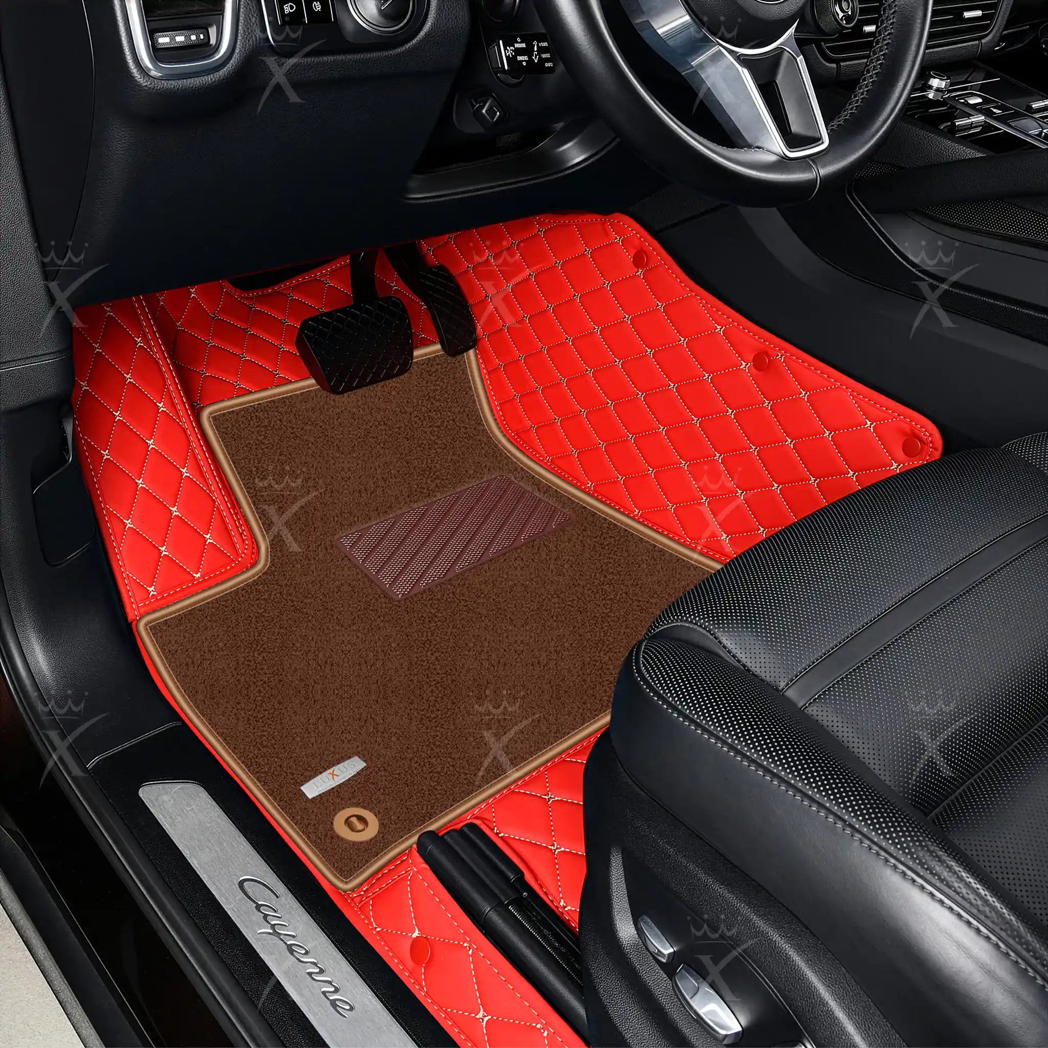 Luxus Car Mats™ - Juego de alfombrillas de lujo con costuras negras y azules
