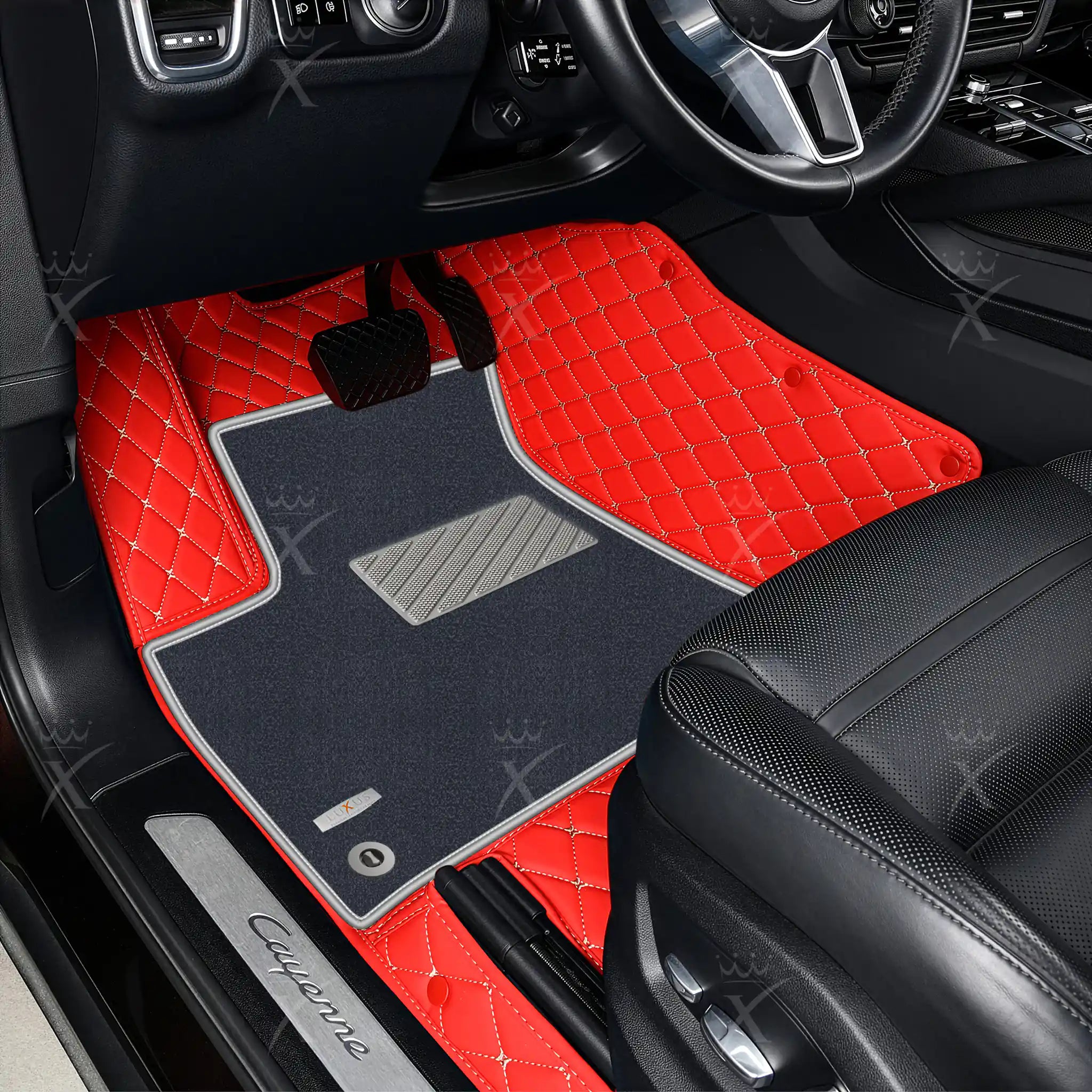 Luxus Car Mats™ - Juego de alfombrillas de lujo con costuras negras y azules