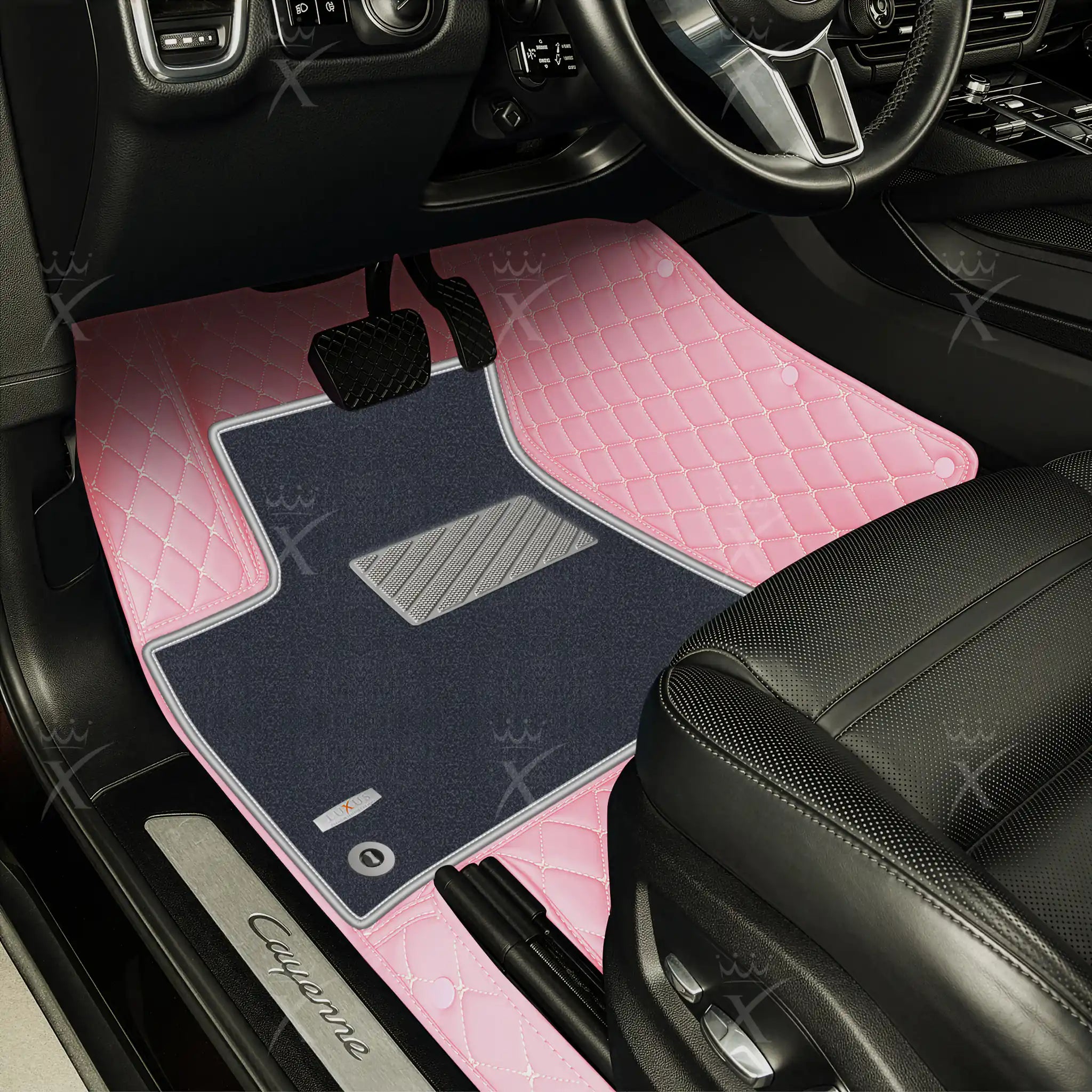 Luxus Car Mats™ - Juego de alfombrillas de lujo con costuras negras y azules
