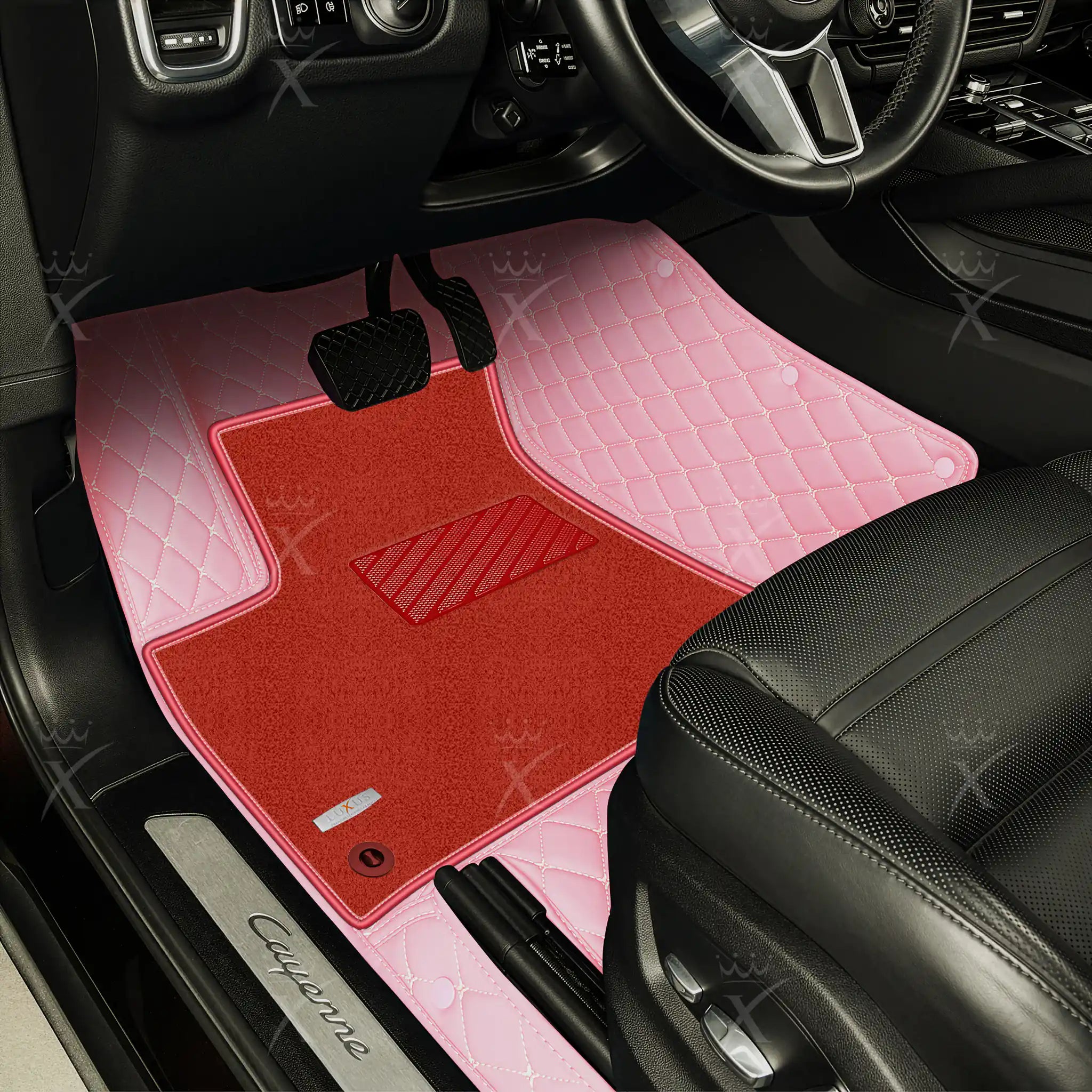 Luxus Car Mats™ - Juego de alfombrillas de lujo con costuras negras y azules