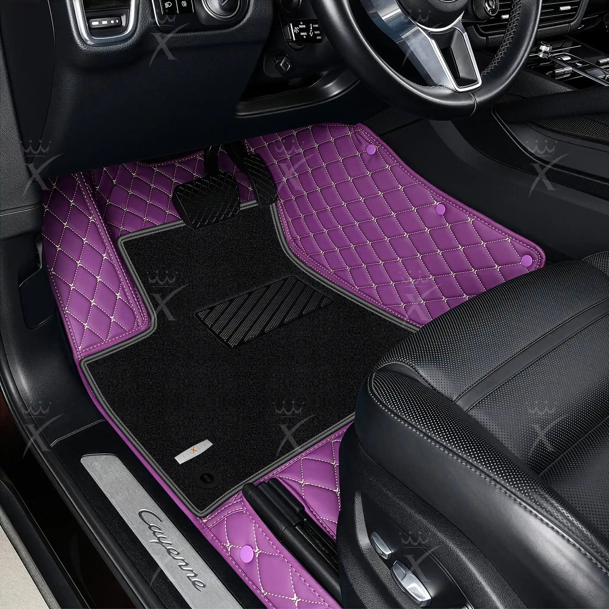 Luxus Car Mats™ - Juego de alfombrillas de lujo con costuras negras y azules