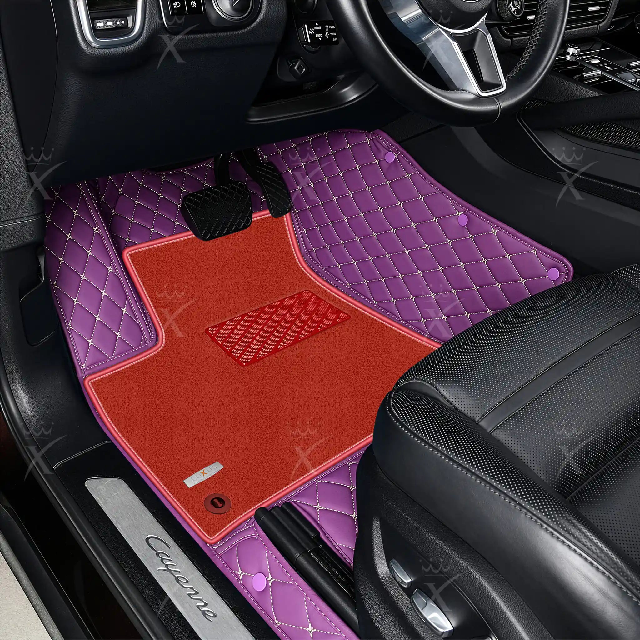 Luxus Car Mats™ - Juego de alfombrillas de lujo con costuras negras y azules