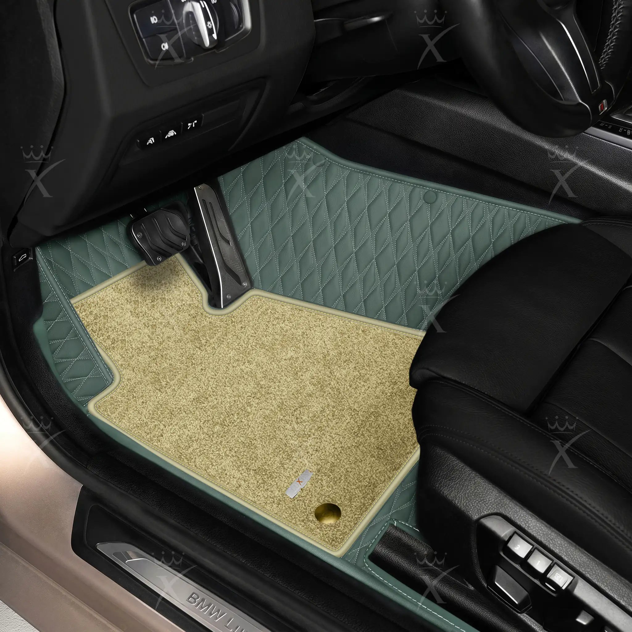 Luxus Twin-Diamond Double Layer Series Floor Mats | Dove Gray & Sahara Stone Top Carpet