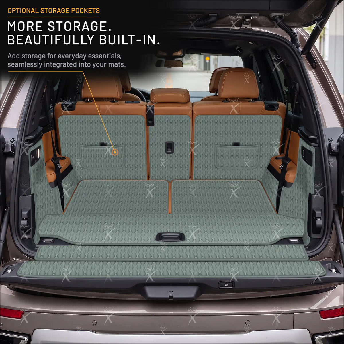 Luxus Car Mats™ - Svart og svart søm 3D luksusskinnstøvel/bagasjematte