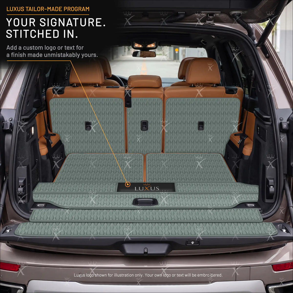 Luxus Car Mats™ - Zwarte en zwarte stiksels 3D luxe lederen koffer-/koffermat