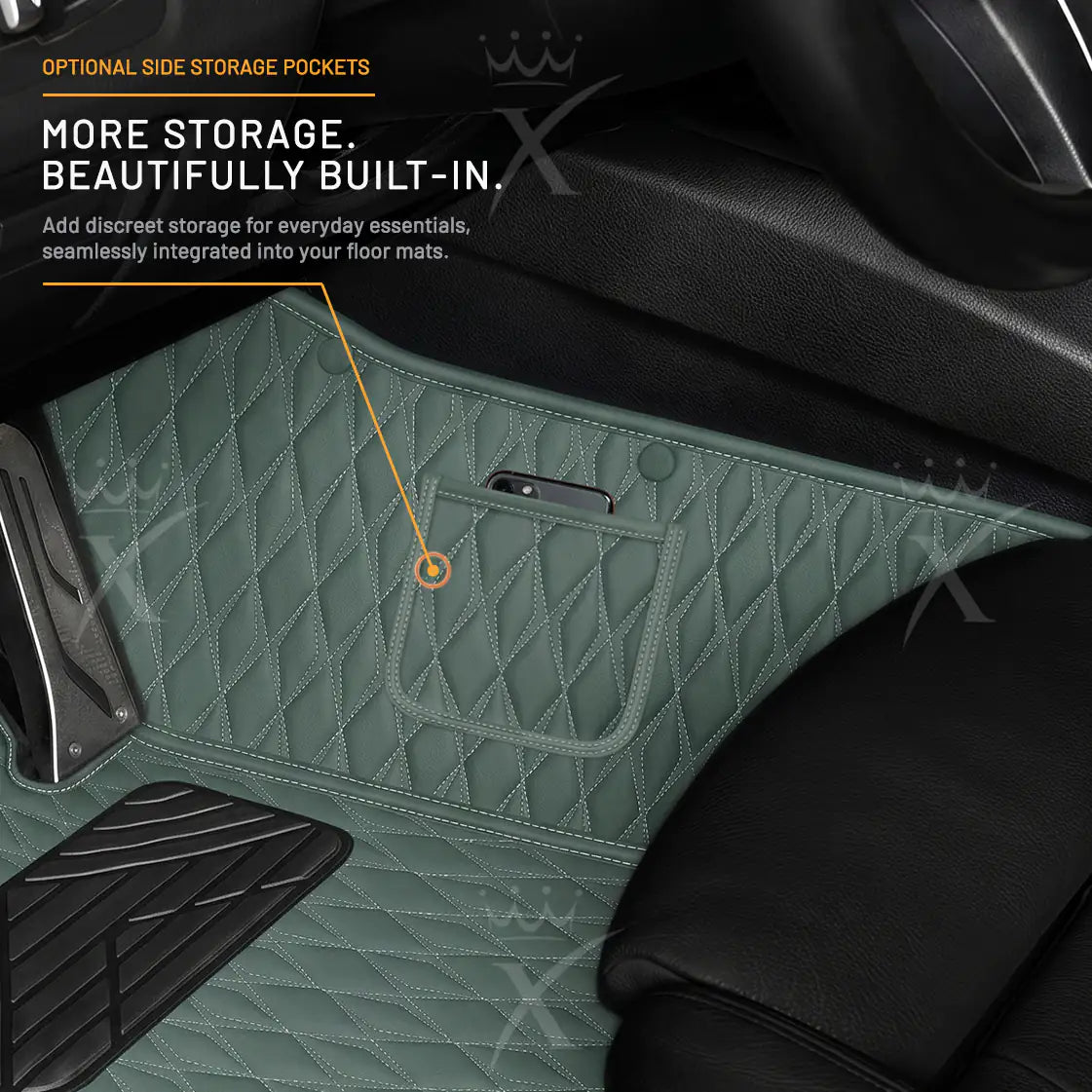 Luxus Twin-Diamond Double Layer Series Floor Mats | Dove Gray & Aqua Frost Top Carpet