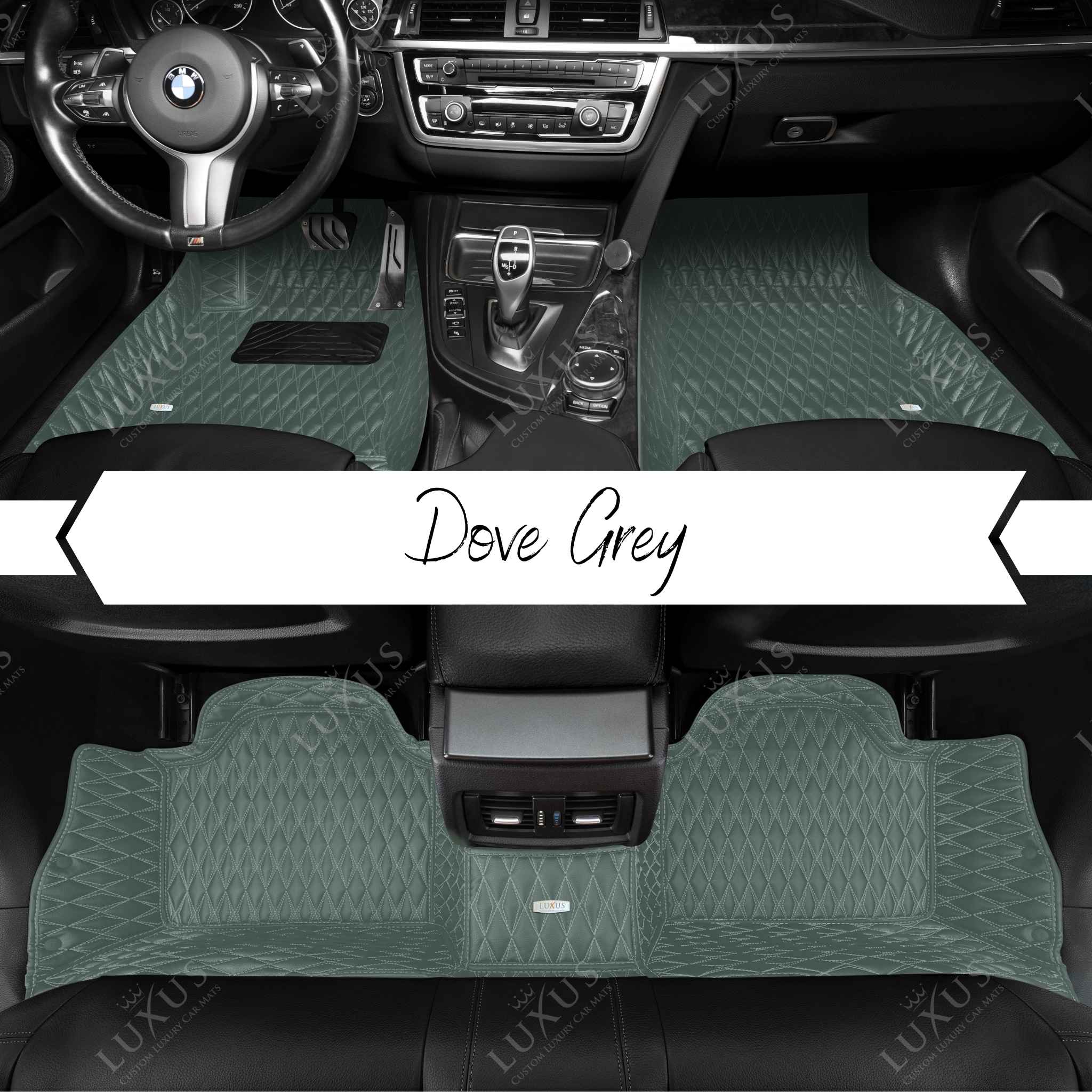 Twin-Diamond Dove Grey Luxury Car Mats Set