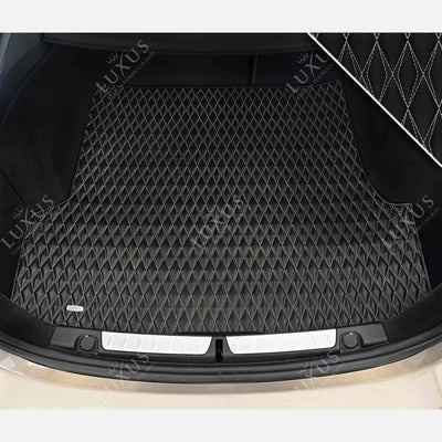 Luxus Twin-Diamond Base Series Trunk Mat | Black & Beige Stitching
