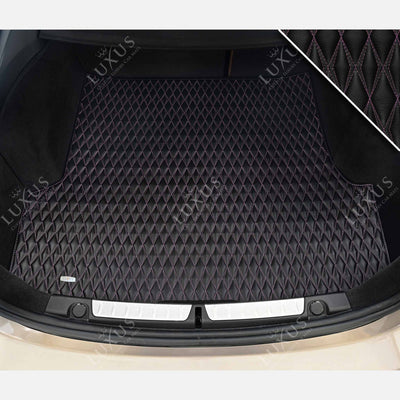 Luxus Twin-Diamond Base Series Trunk Mat | Black & Purple Stitching