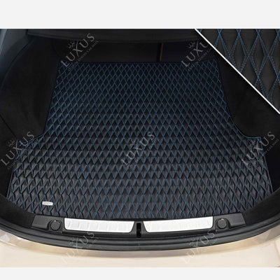 Luxus Twin-Diamond Base Series Trunk Mat | Black & Blue Stitching