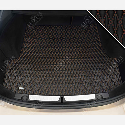 Luxus Twin-Diamond Base Series Trunk Mat | Black & Tan Stitching