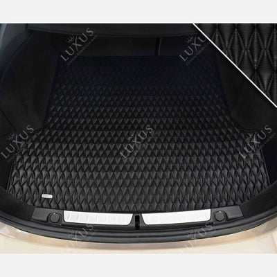 Luxus Twin-Diamond Base Series Trunk Mat | Black & Black Stitching